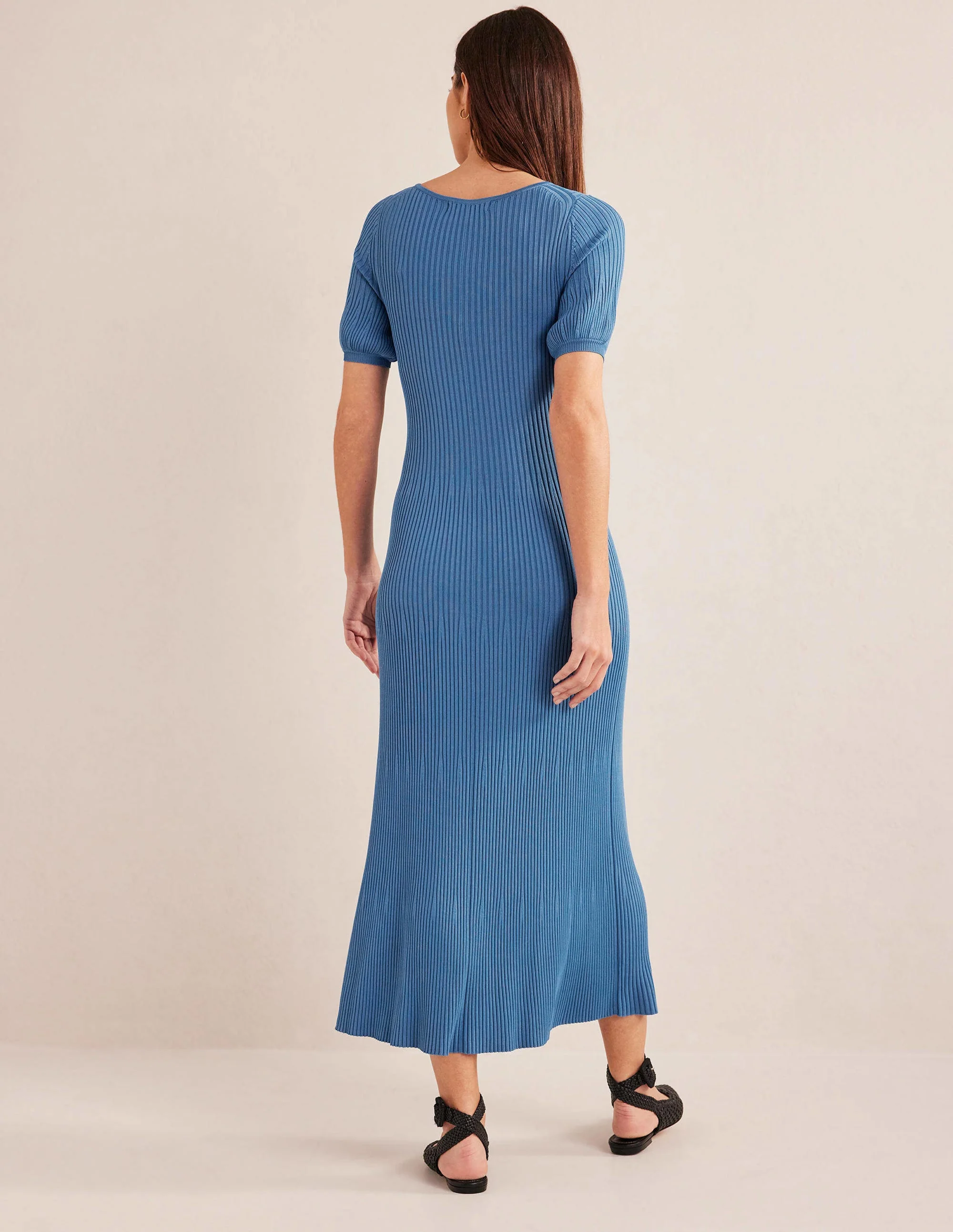 Angled Empire Knitted Dress-Porcelain Blue - Image 3