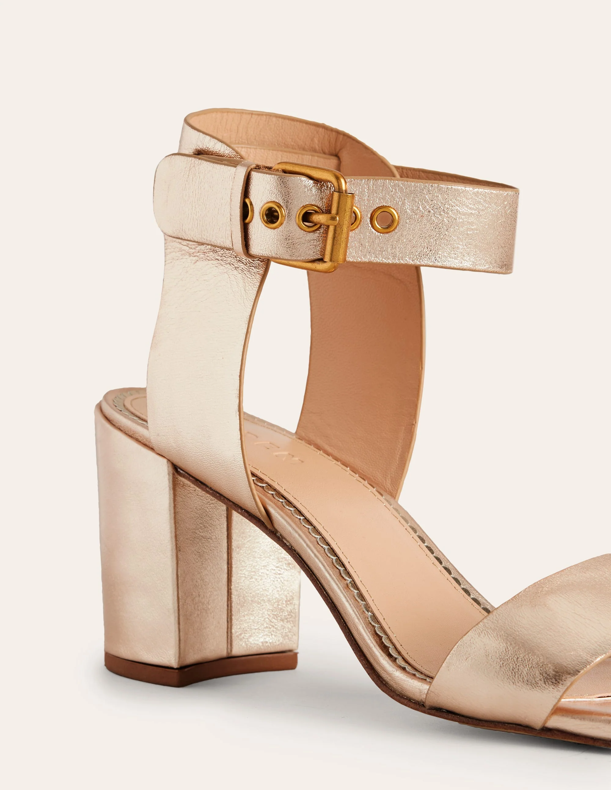 Ankle Strap Heeled Sandals-Gold Leather - Image 4