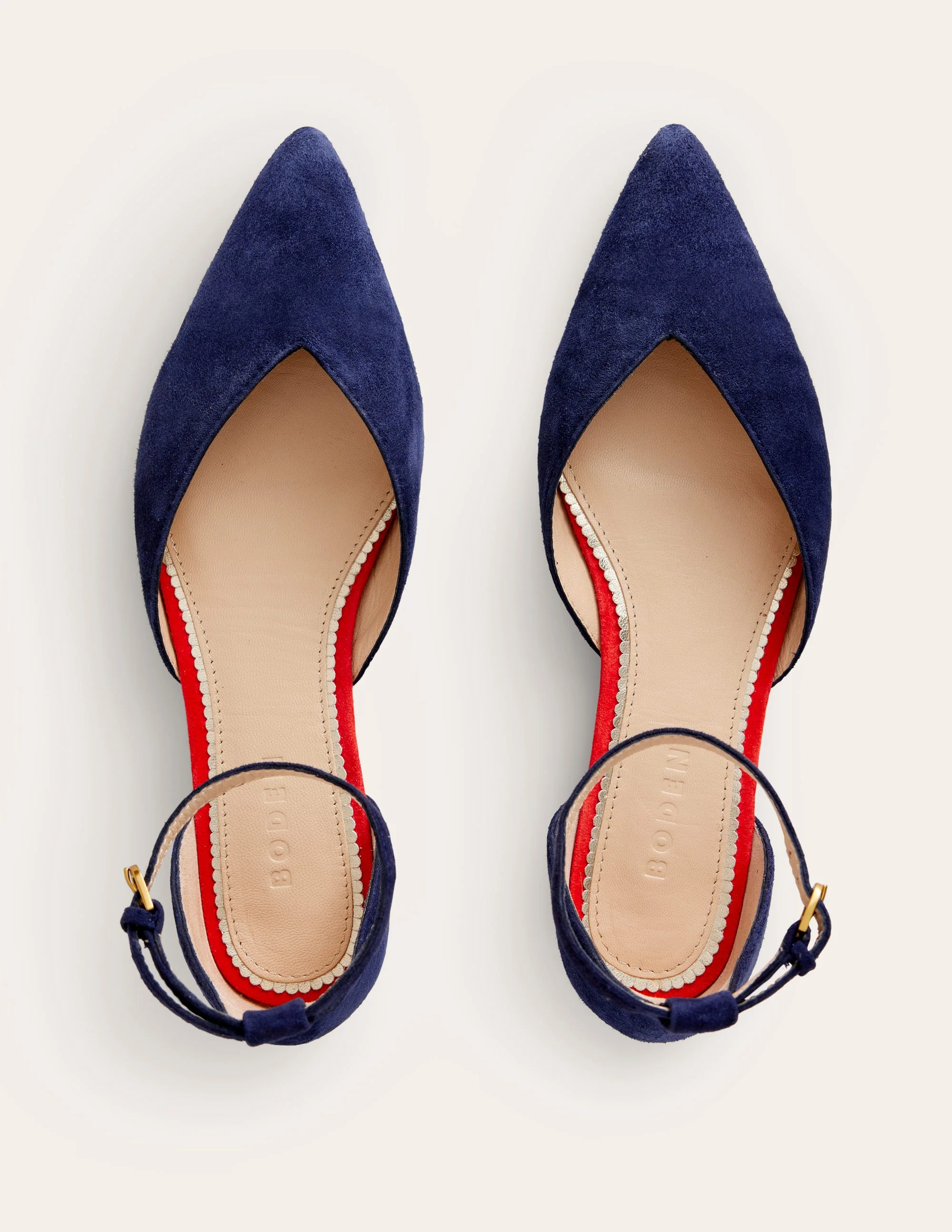 Ankle Strap Point Flats-Navy Suede - Image 5