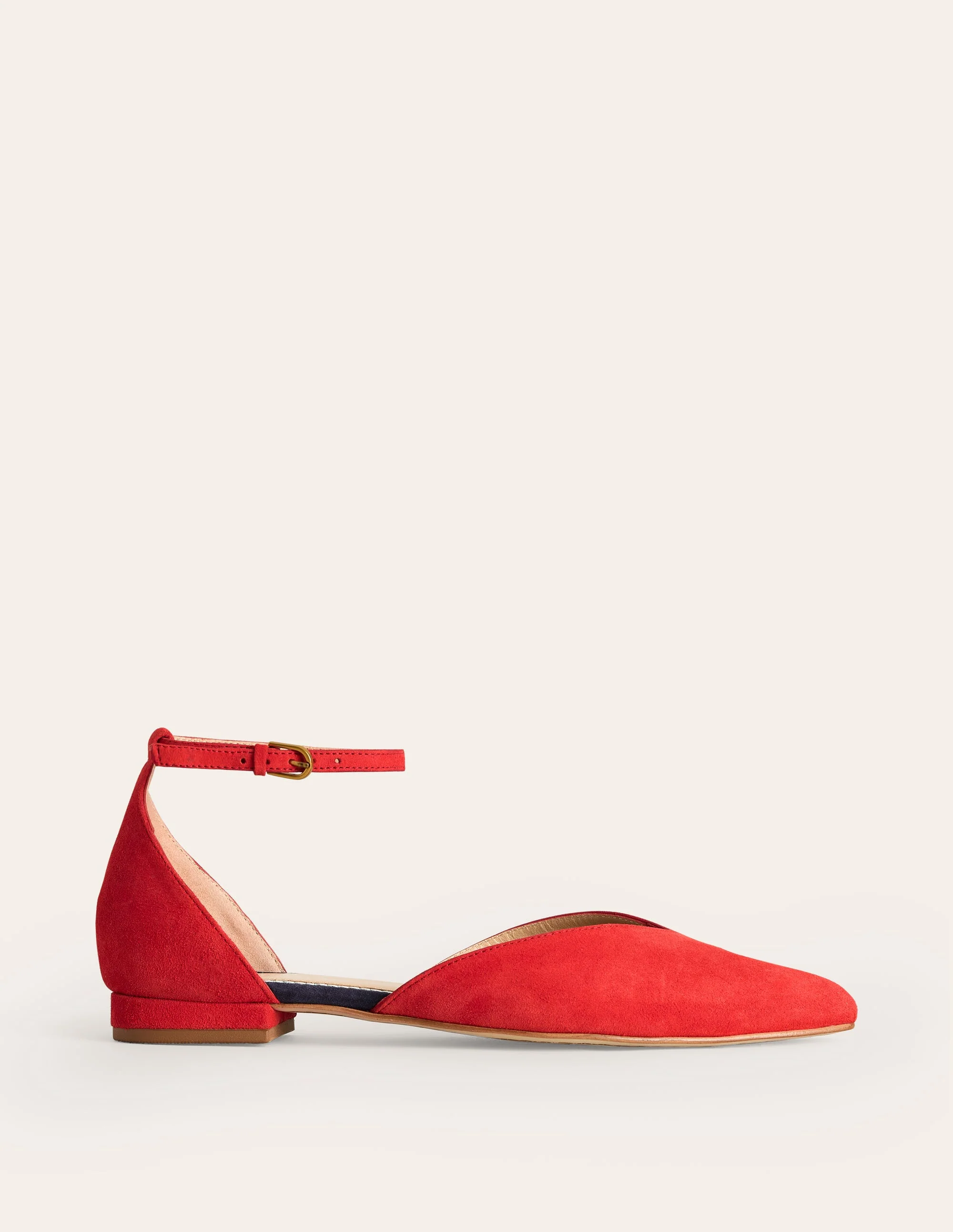 Ankle Strap Point Flats-Post Box Red Suede - Image 2