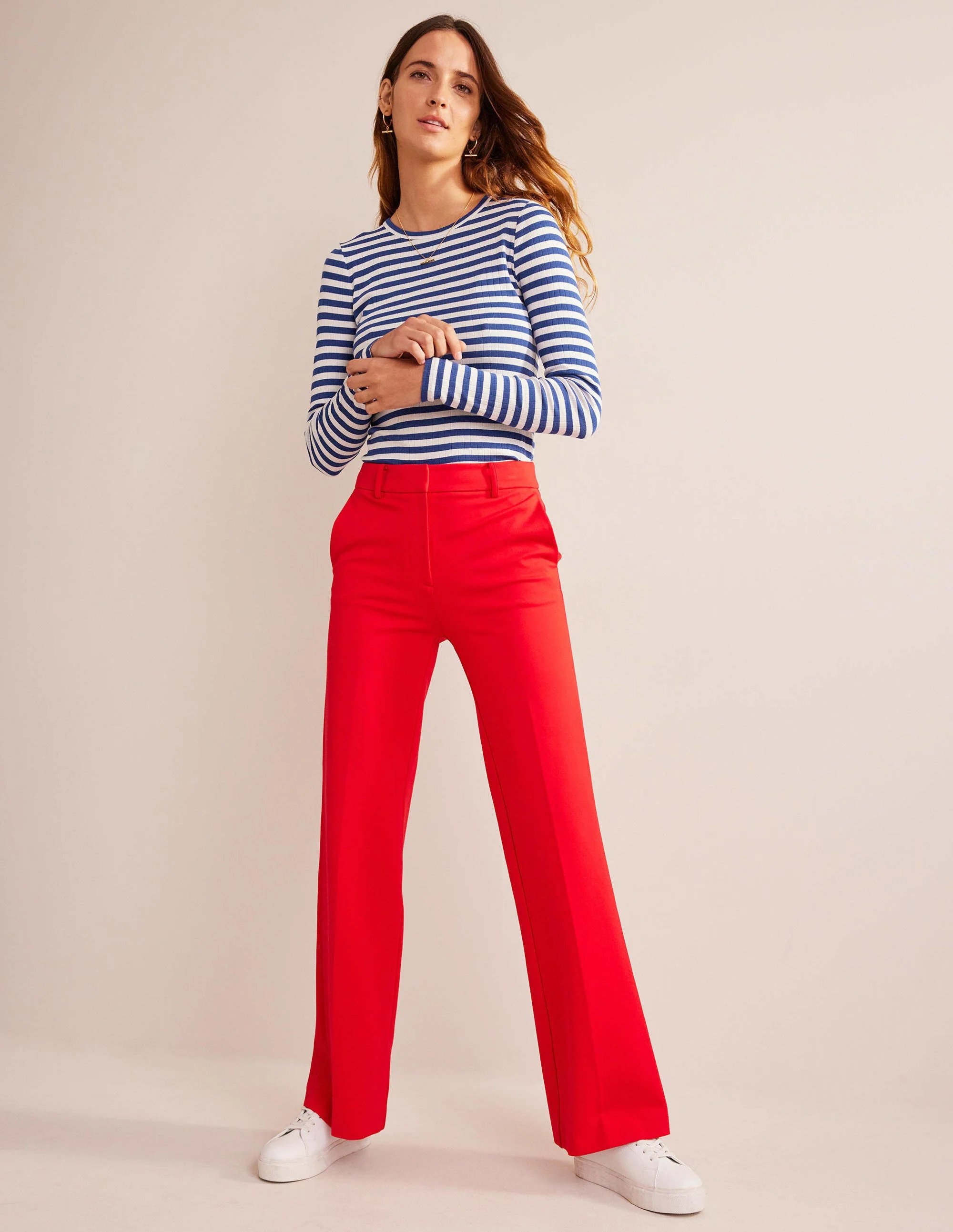 Anna Rib Crew T-Shirt-Lapis Blue, Ivory Stripe - Image 4