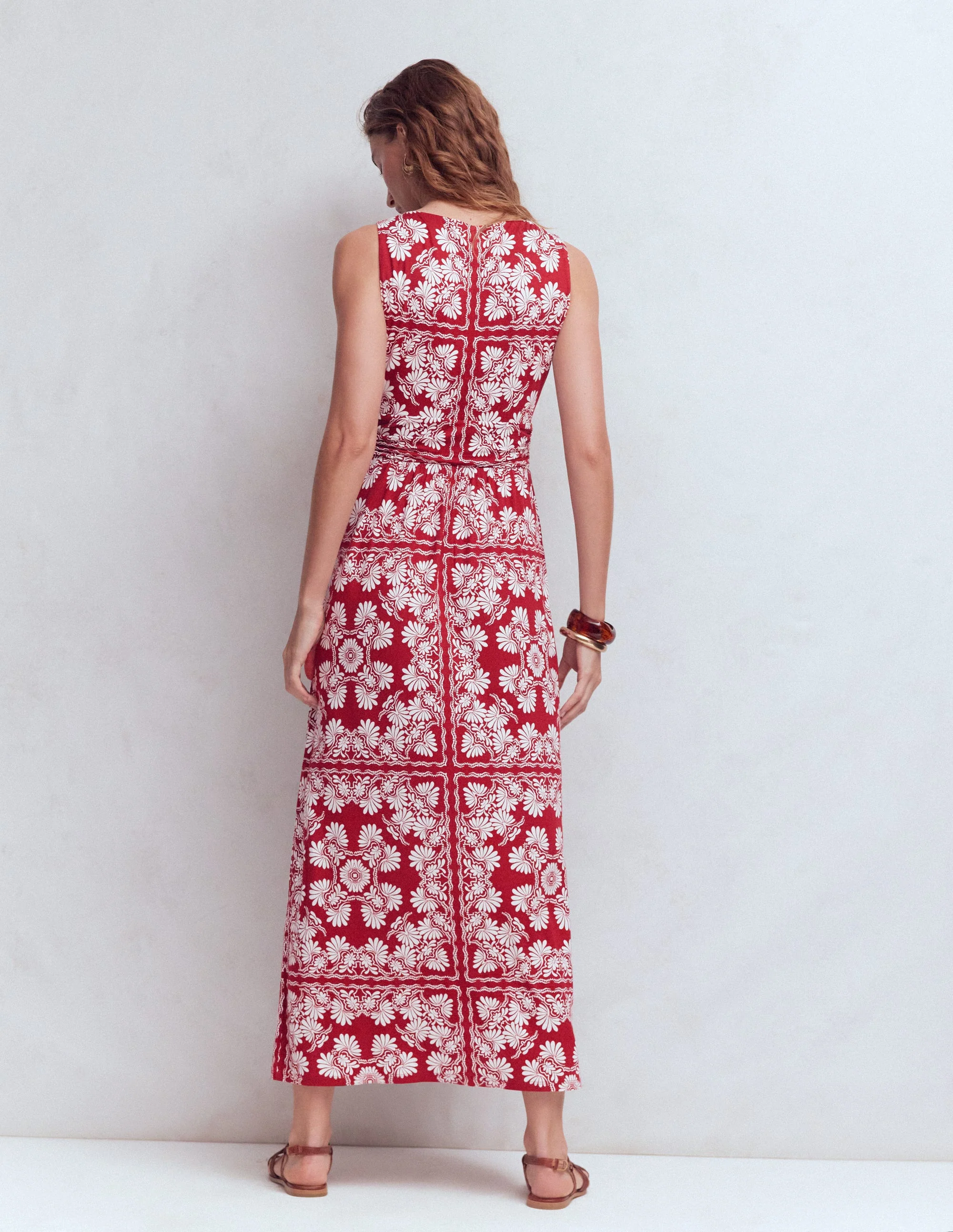 Antonia Jersey Maxi Dress-Rich Chestnut, Botanical Charm - Image 4