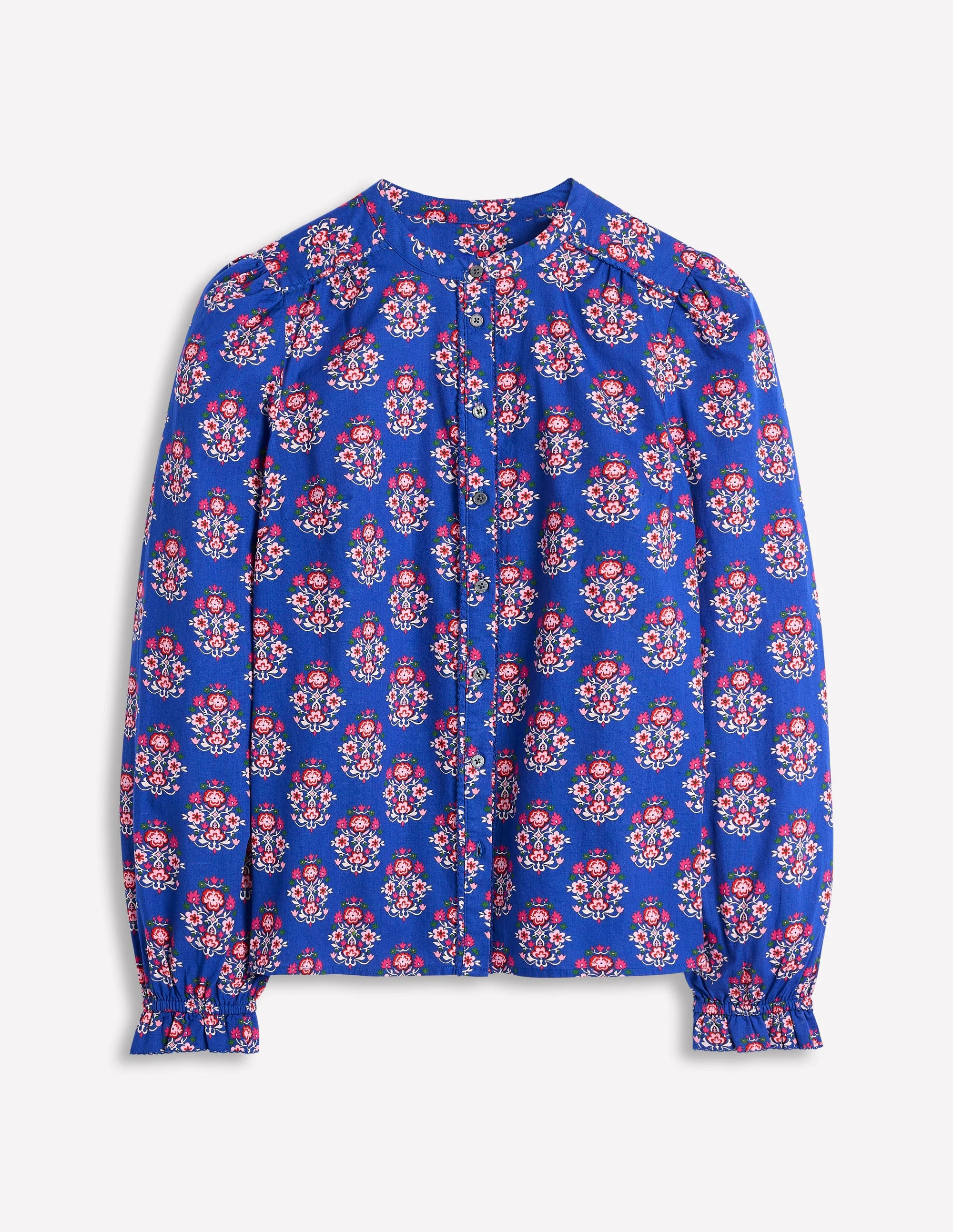 Arabella Cotton Blouse-Bright Blue, Wildflower Stamp - Image 6