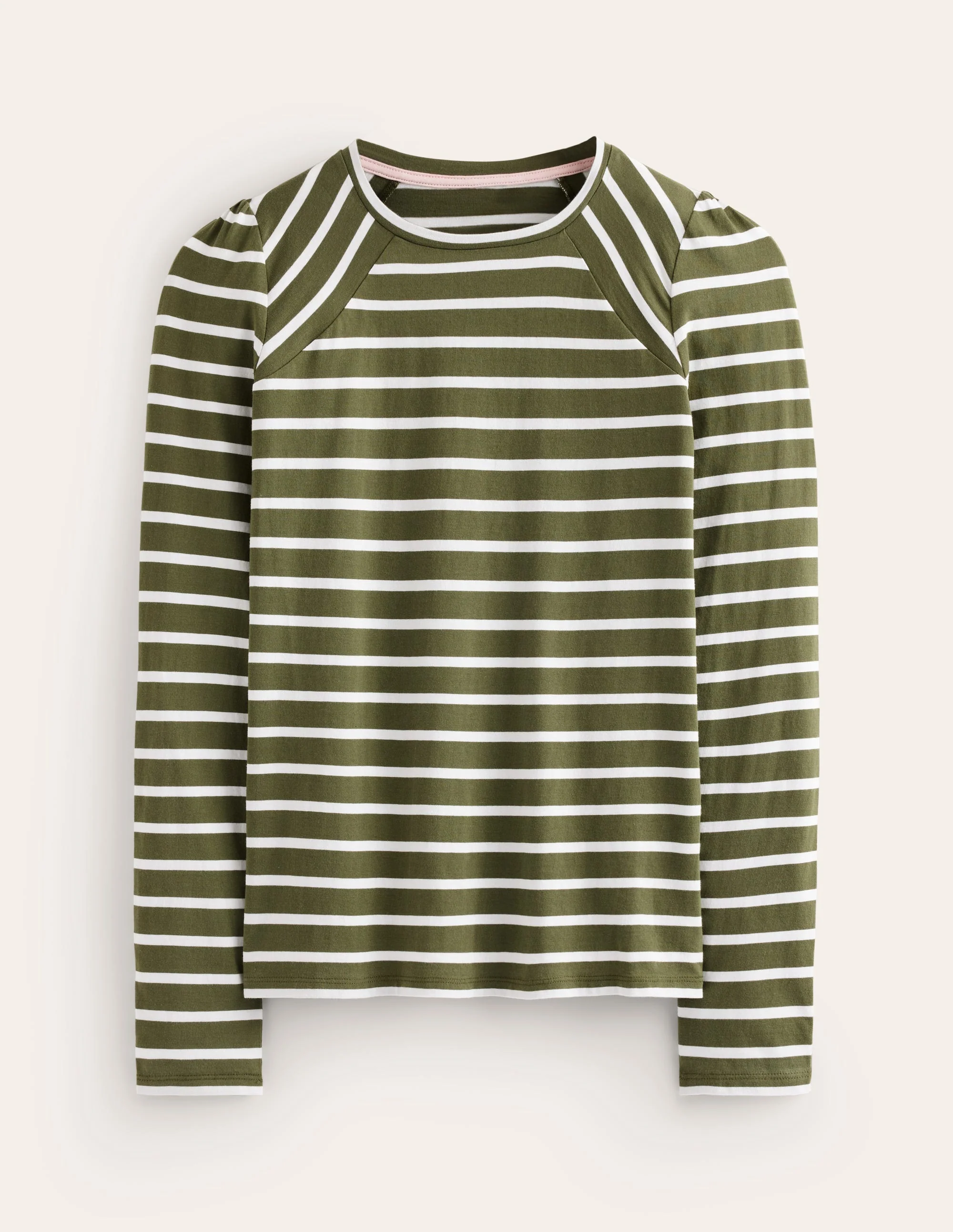 Arabella Stripe Jersey Top-Khaki, Ivory Stripe - Image 5