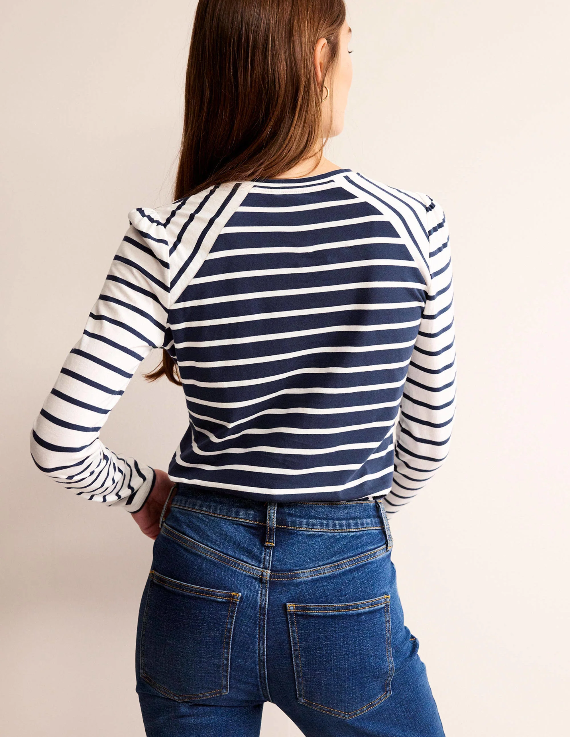 Arabella Stripe T-Shirt-French Navy, Ivory Hotch - Image 3