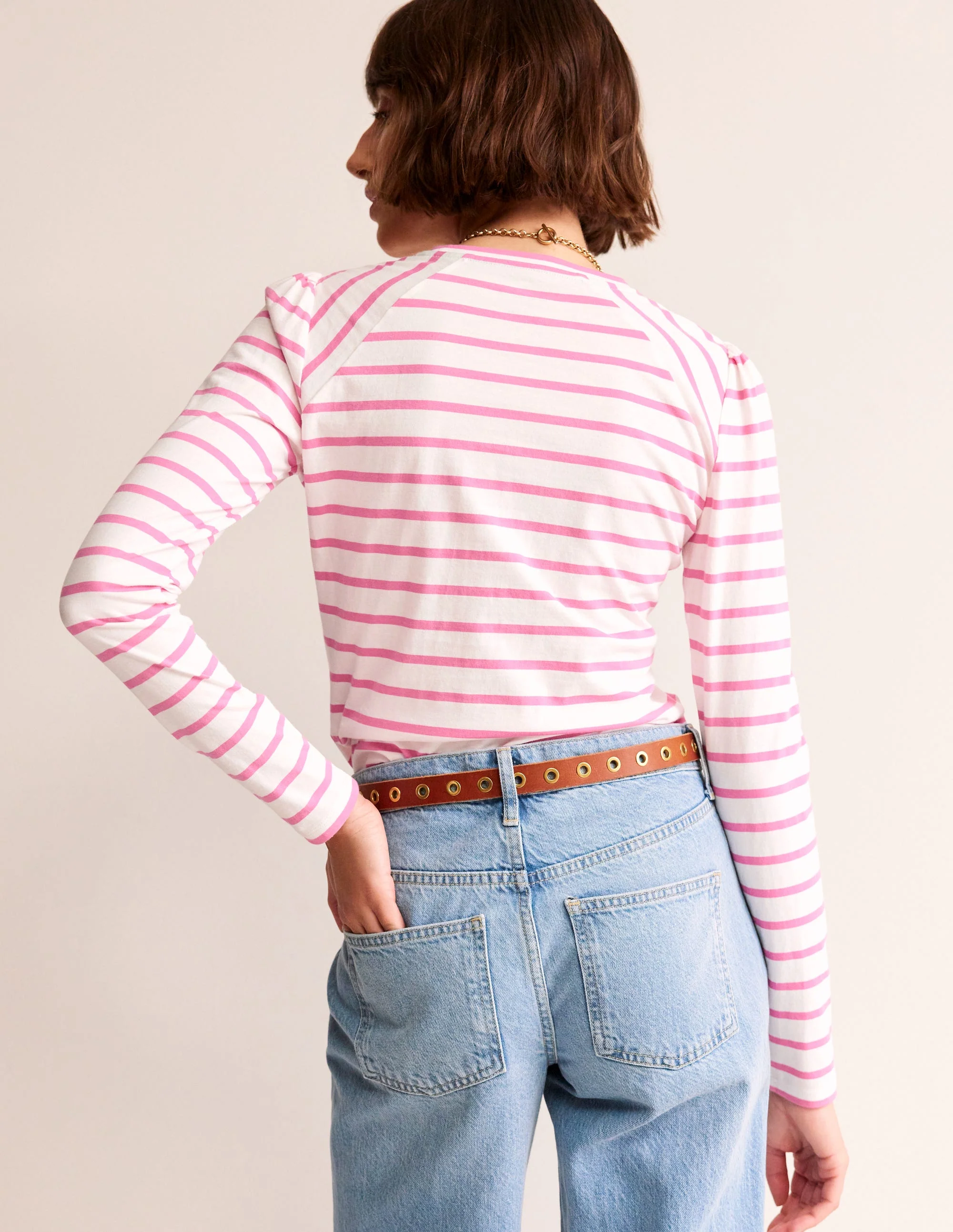 Arabella Stripe T-Shirt-Sangria Sunset - Image 3