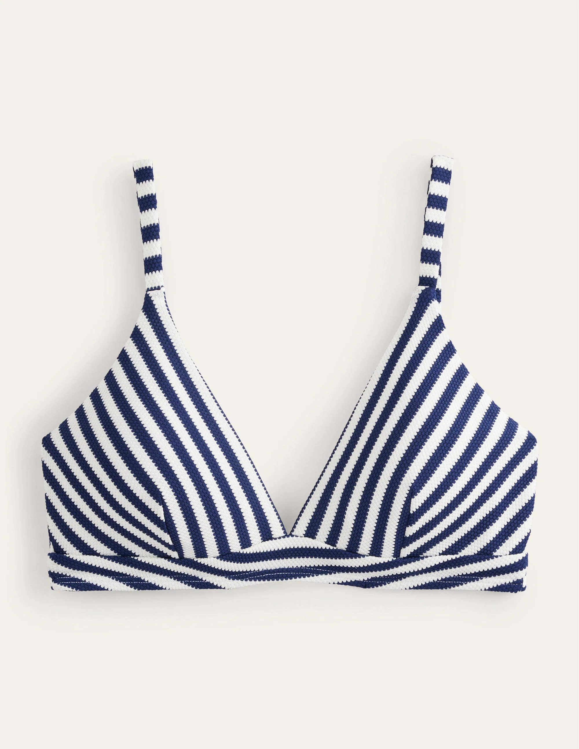 Arezzo V-neck Bikini Top-Navy, Ivory Texture Stripe - Image 7