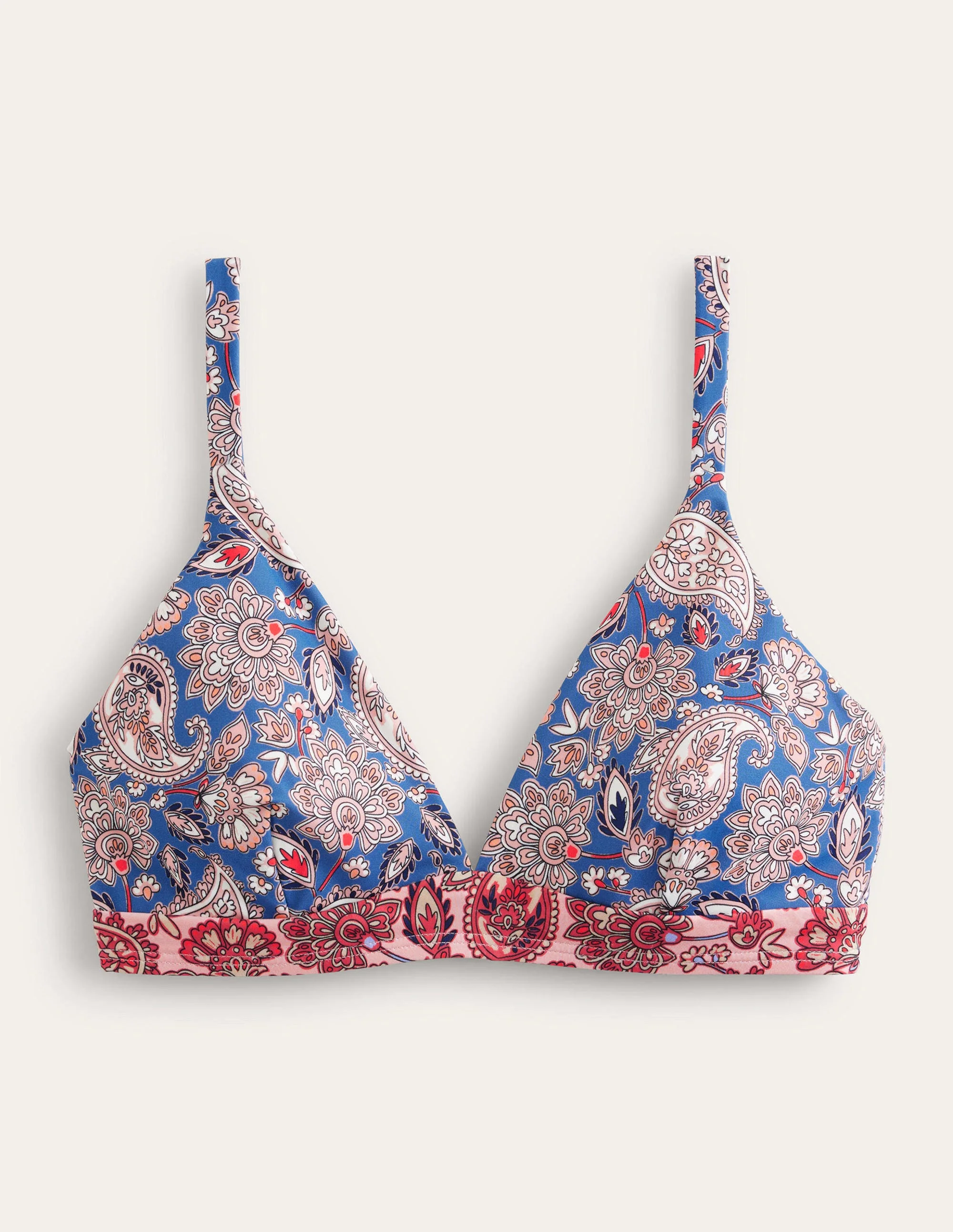 Arezzo V-neck Bikini Top-True Navy, Paisley Terrace - Image 5