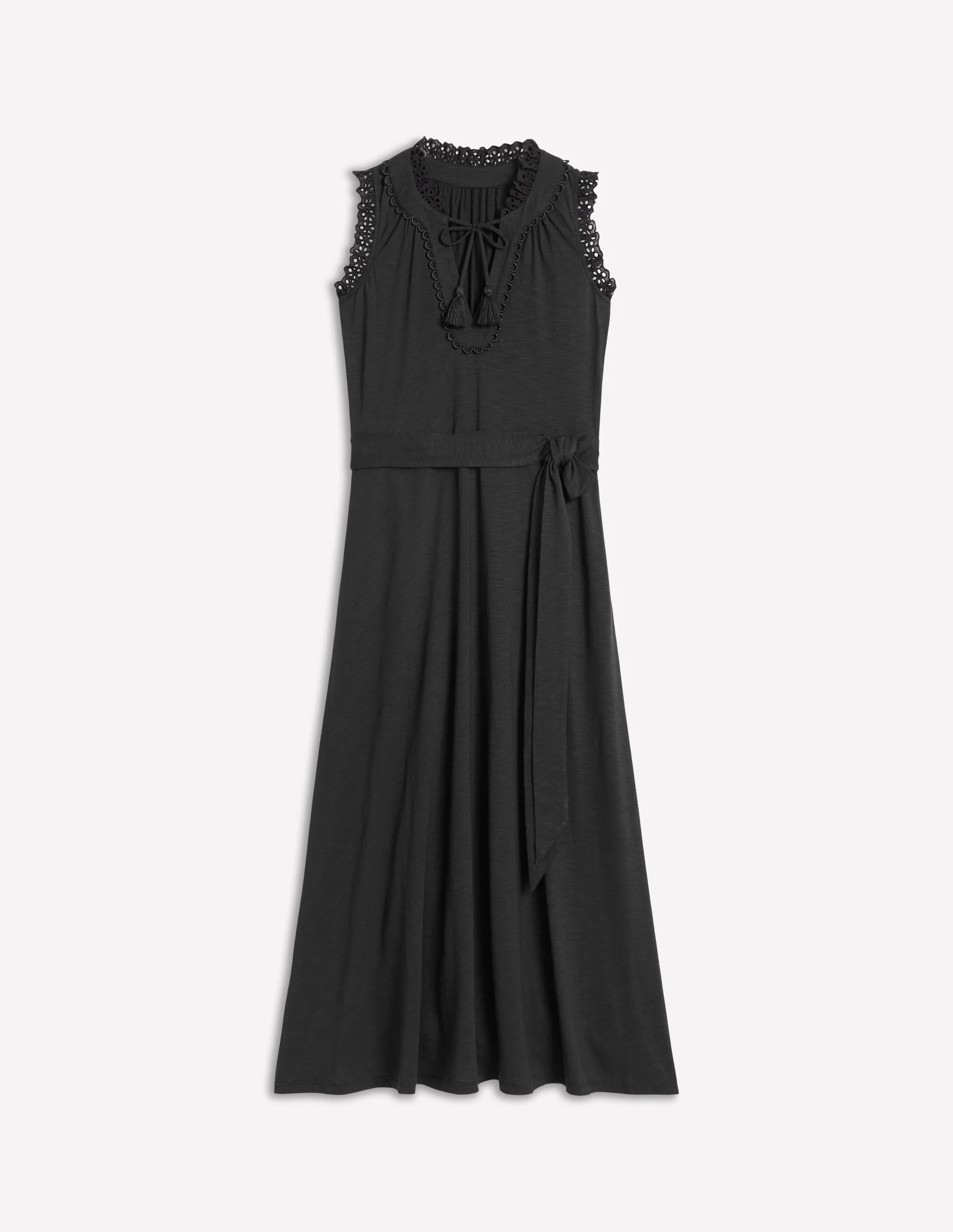 Aria Broderie Trim Midi Dress-Black - Image 5