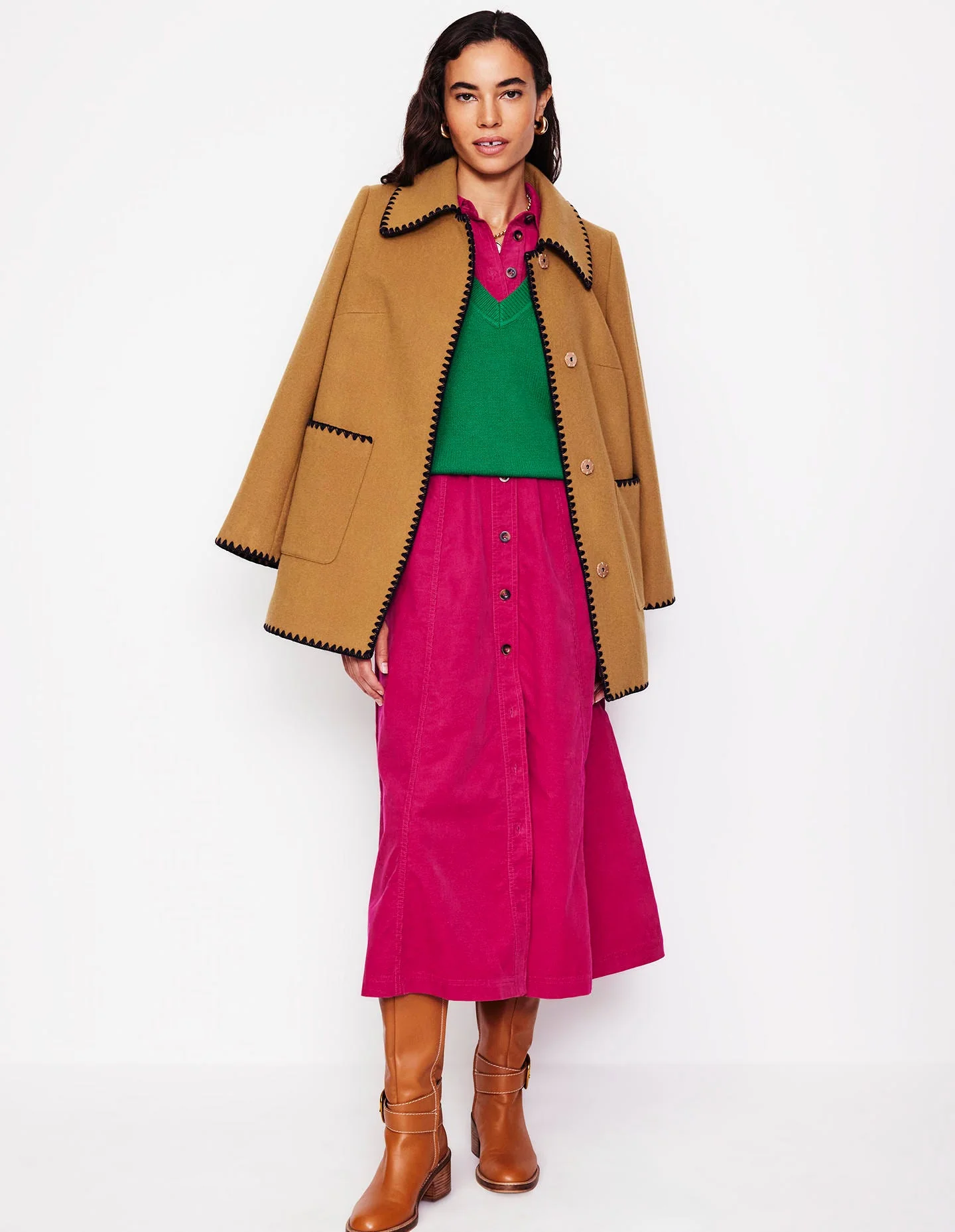 Aubrey Cord Midi Shirt Dress-Cherry Jam - Image 5