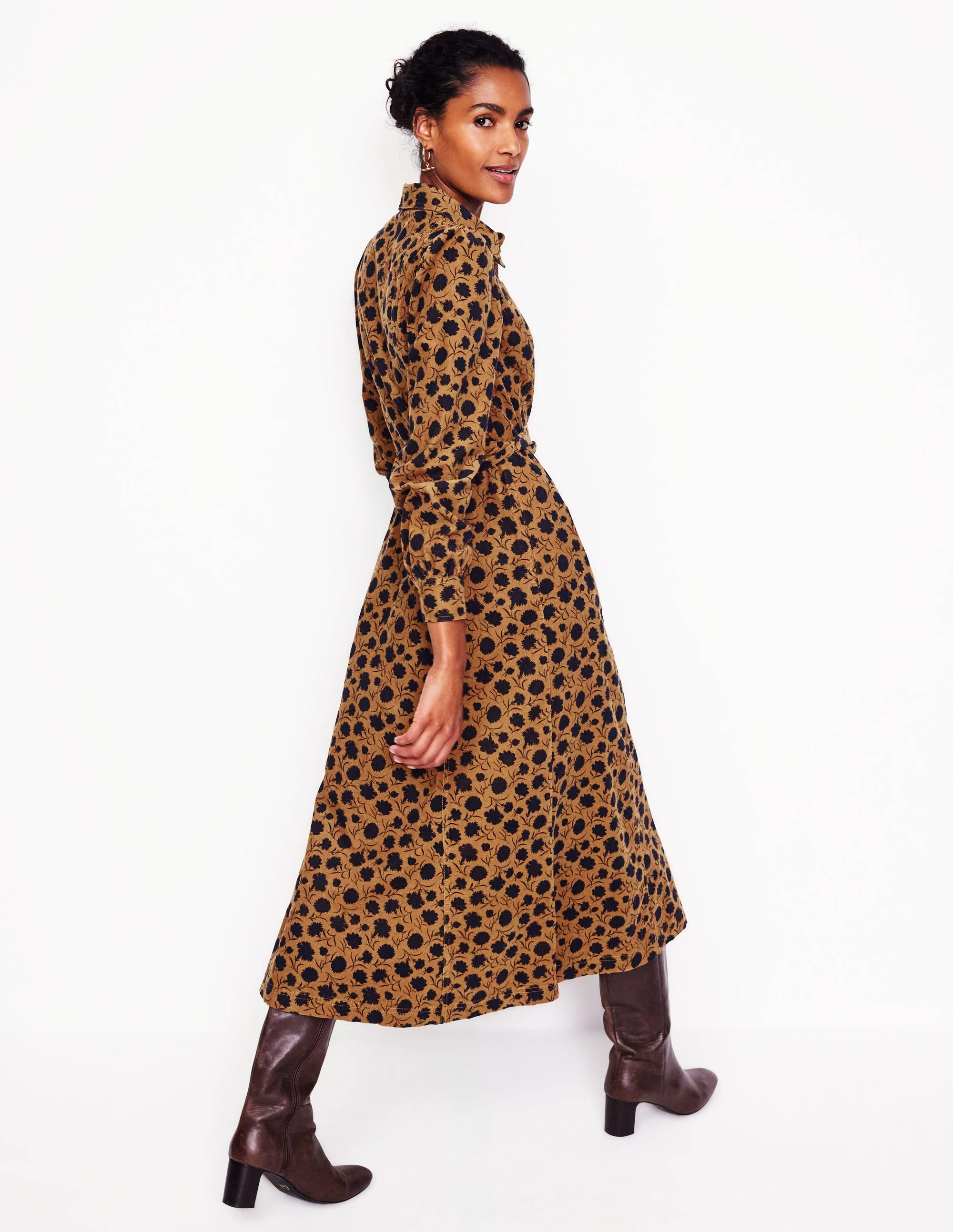 Aubrey Cord Midi Shirt Dress-Rubber, Silhouette Sprig - Image 4