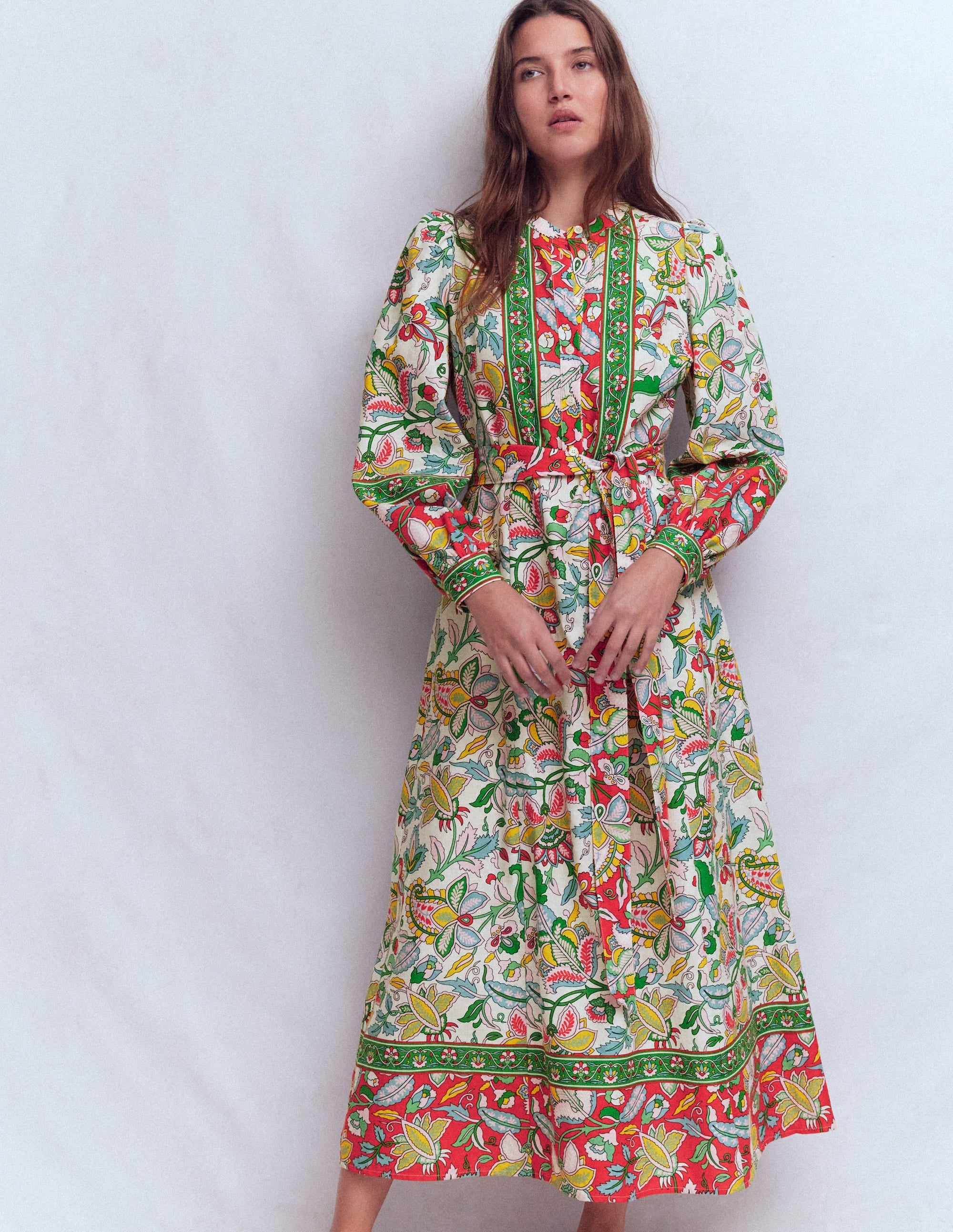 Ava Linen Blend Midi Dress-Multi, Botanical Trail - Image 4