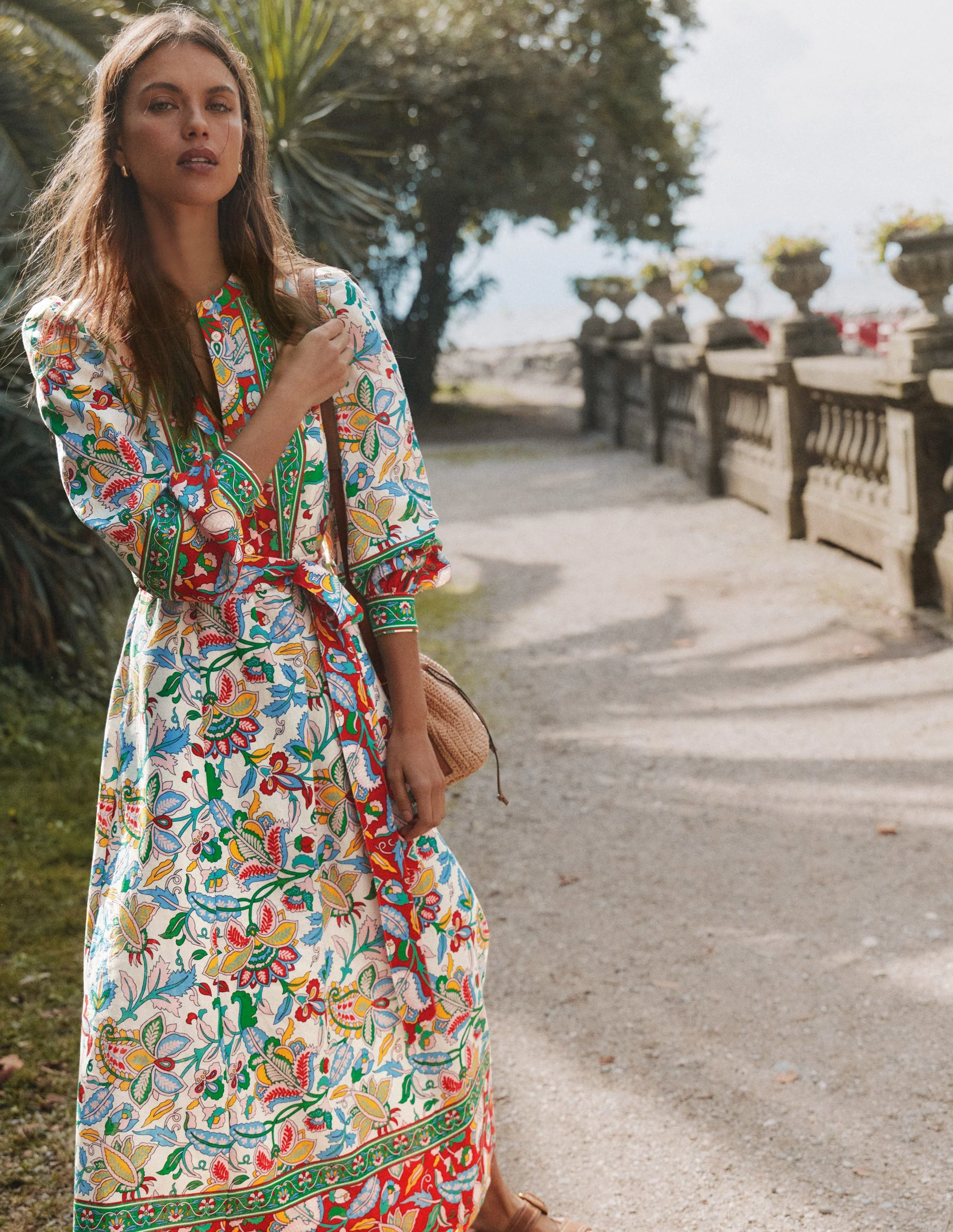 Ava Linen Blend Midi Dress-Multi, Botanical Trail - Image 5