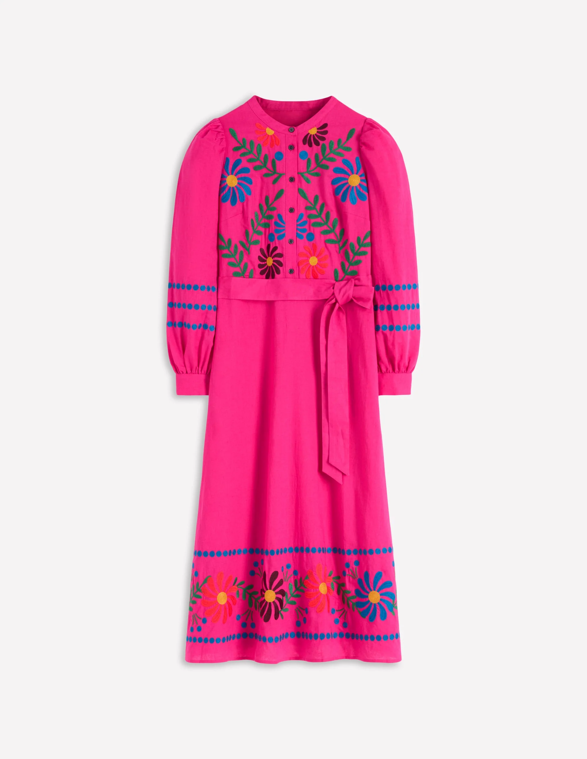 Ava Linen Blend Midi Dress-Multi Embroidery - Image 6