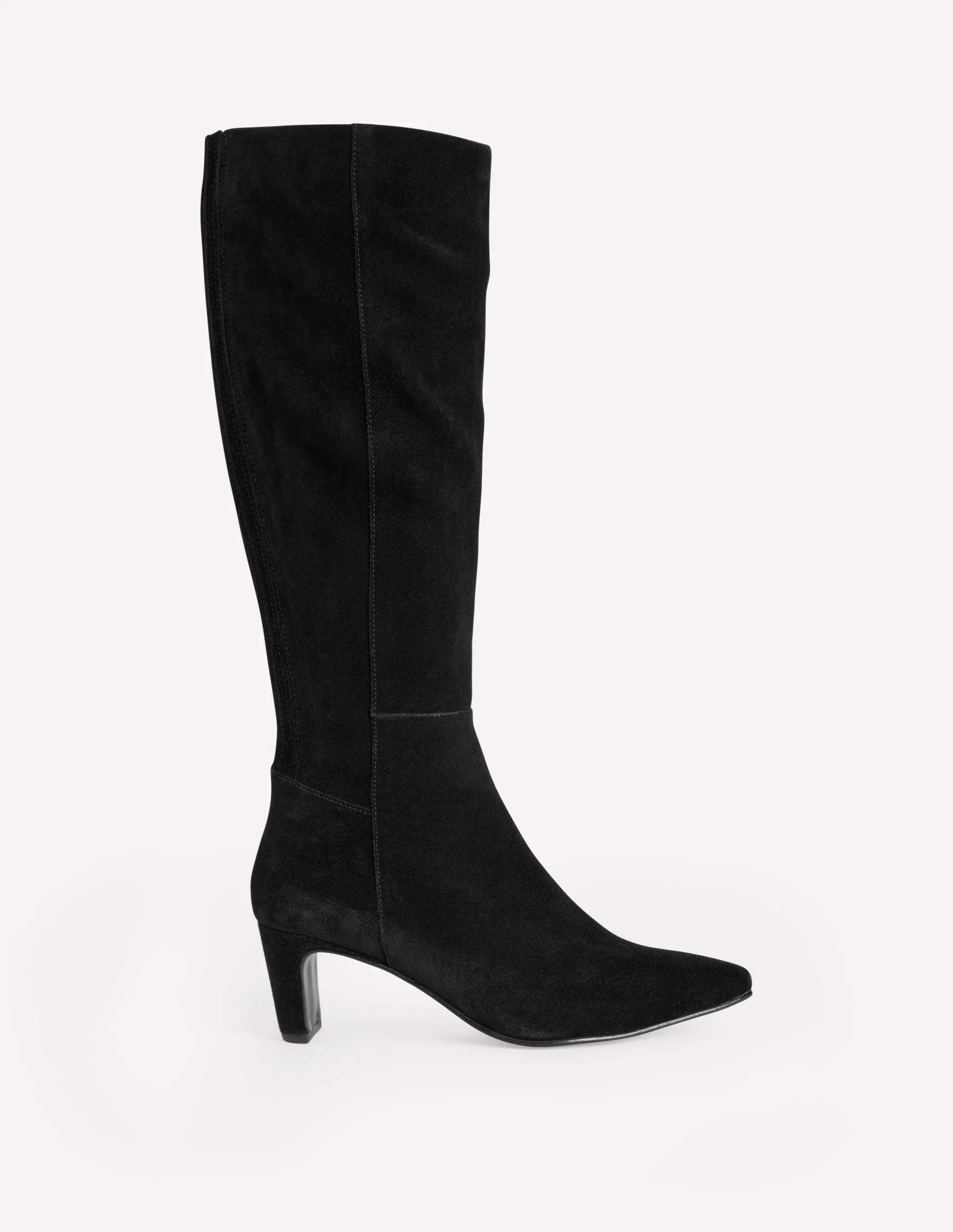 Back Panel Heeled Knee Boot-Black - Image 2