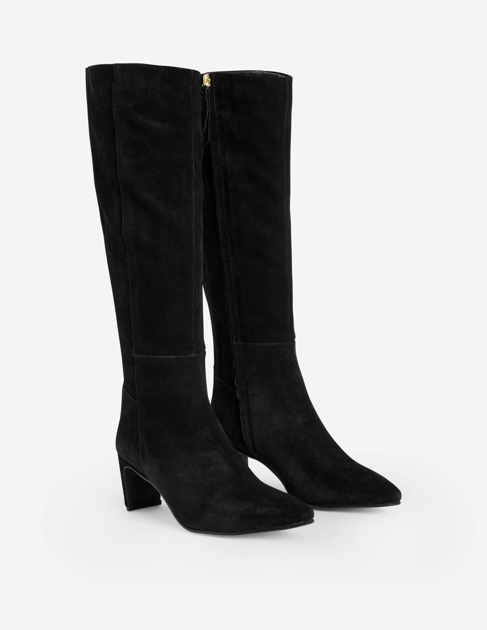 Back Panel Heeled Knee Boot-Black - Image 3