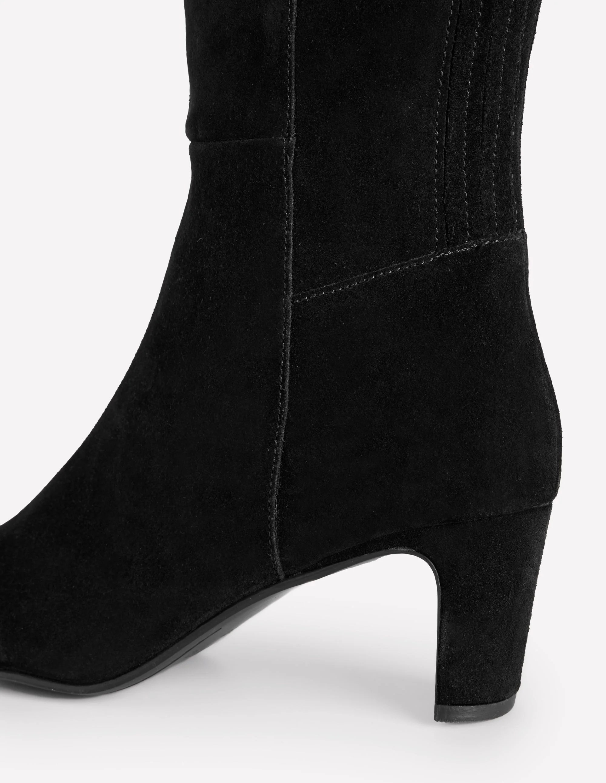 Back Panel Heeled Knee Boot-Black - Image 4