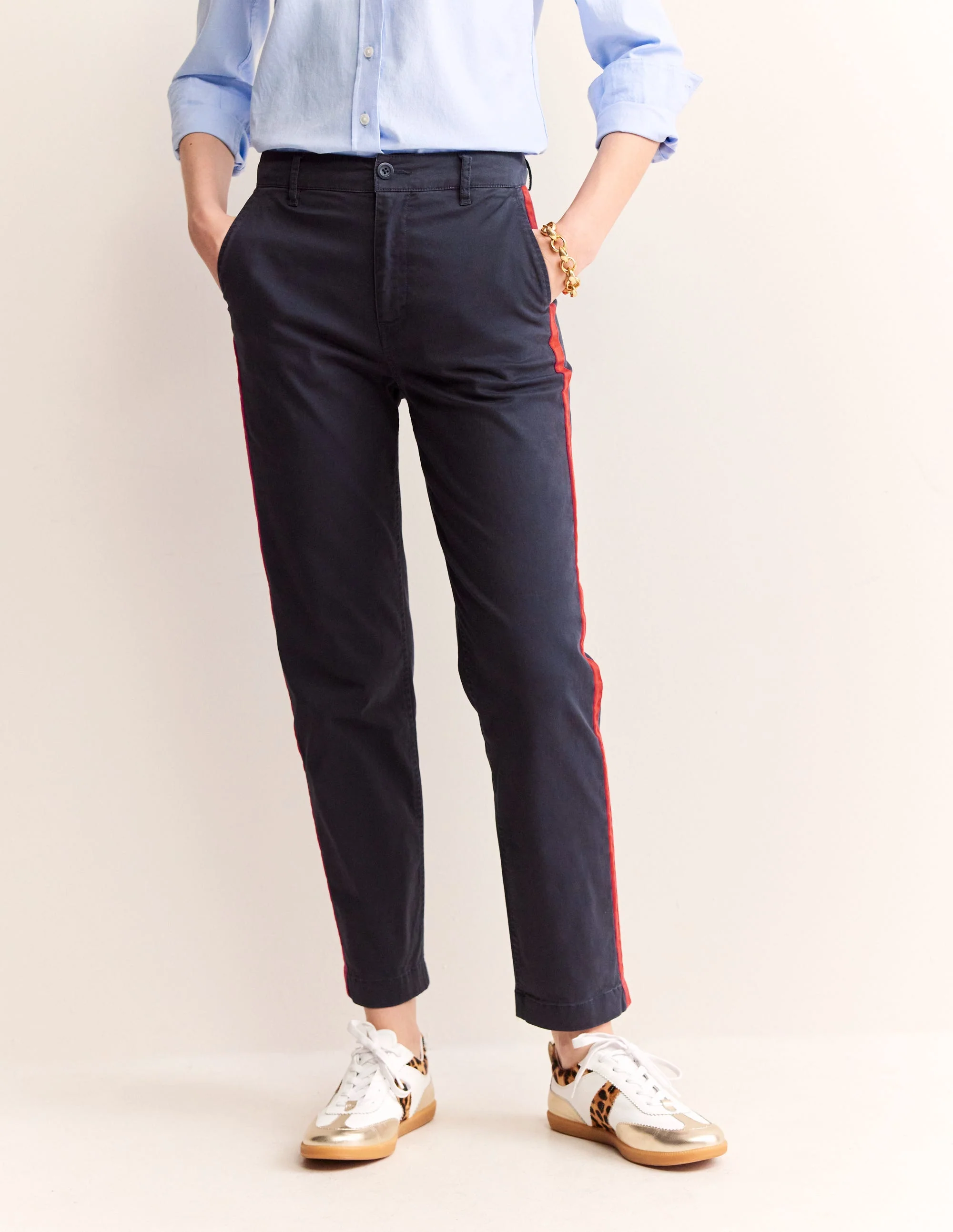 Barnsbury Chino Pants-Navy Side Stripe - Image 3