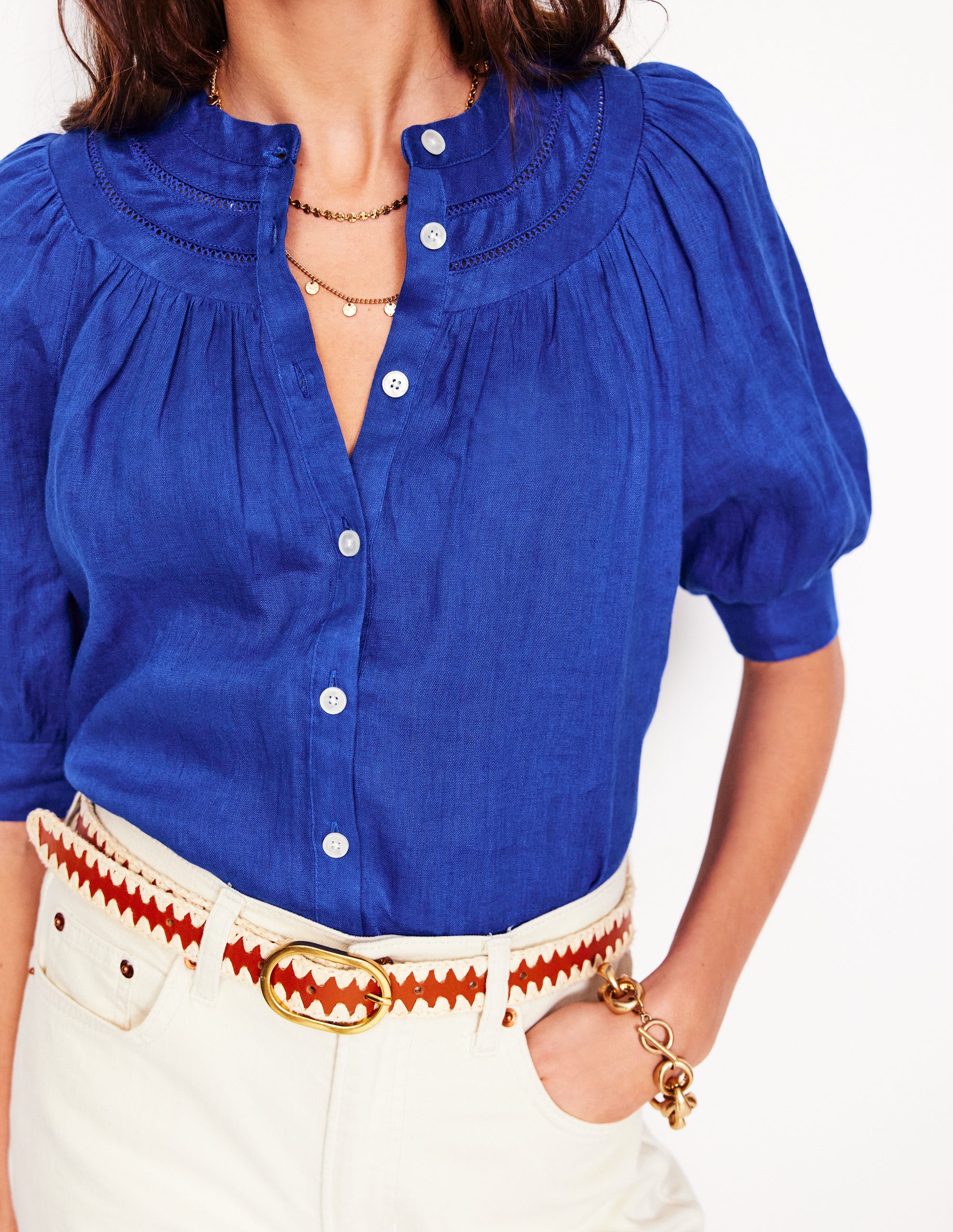 Bea Linen Top-Bright Blue - Image 2