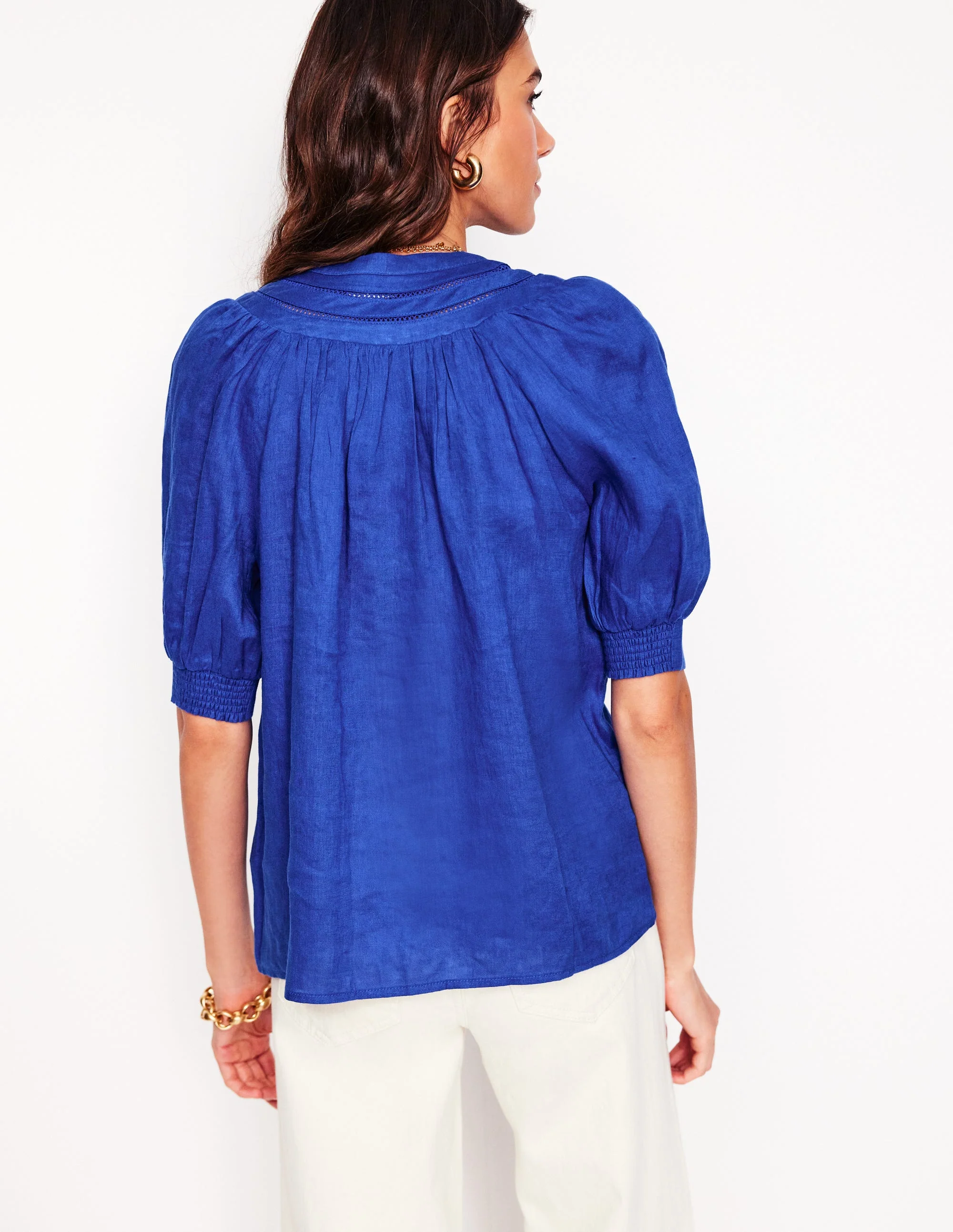 Bea Linen Top-Bright Blue - Image 3