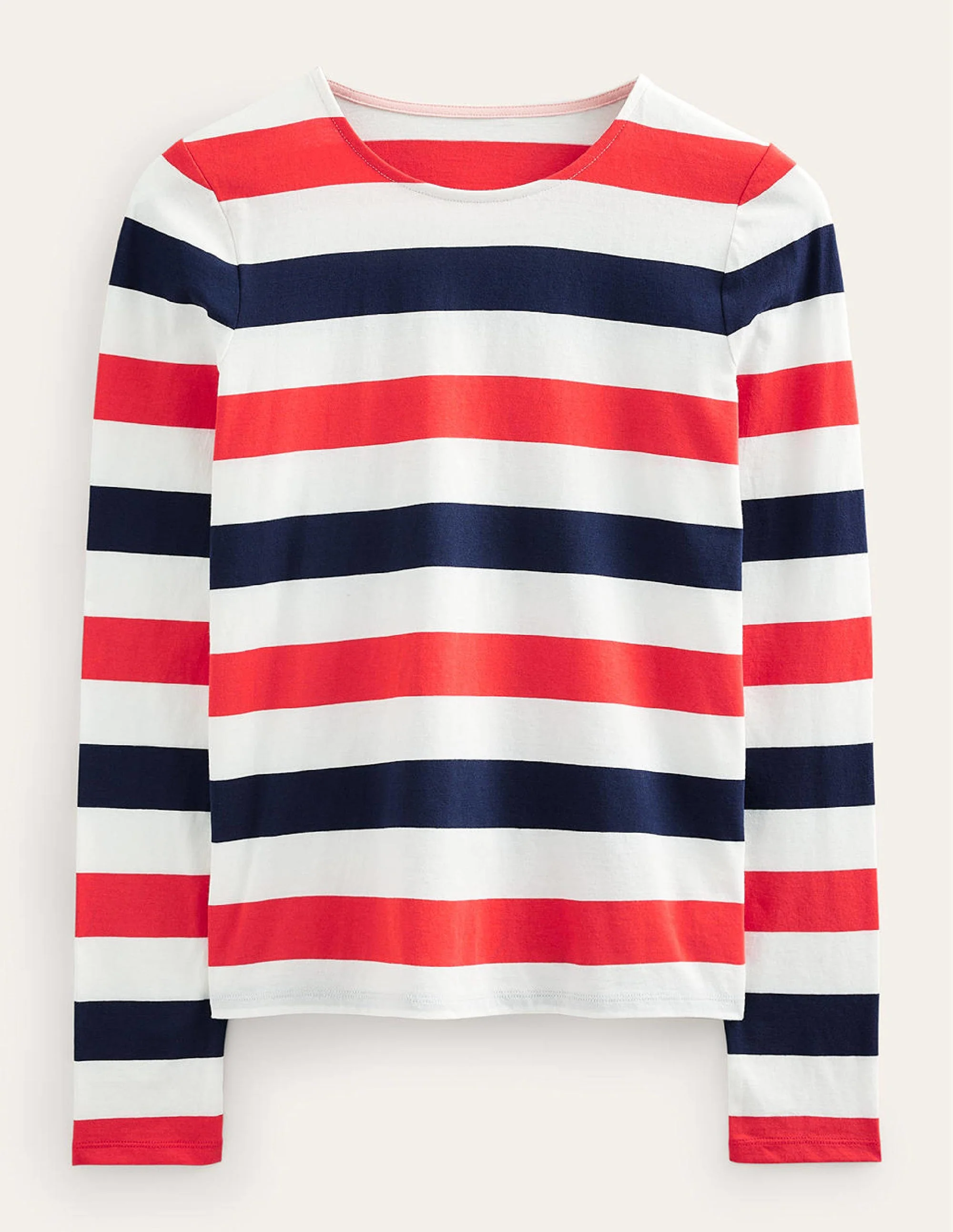 Bea Long Sleeve Breton-Cherry Red and Navy - Image 8