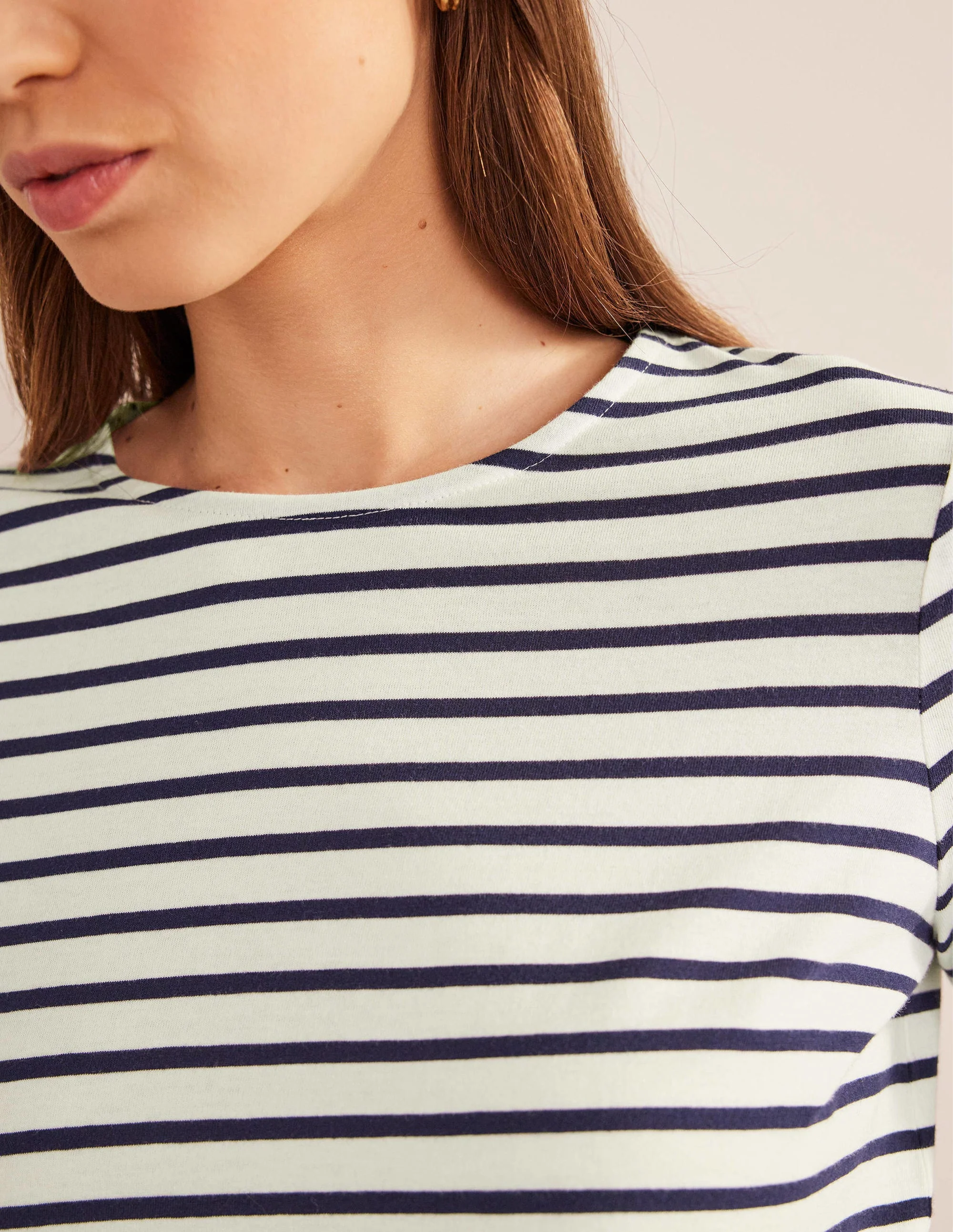 Bea Long Sleeve Breton-Ivory, Navy - Image 2