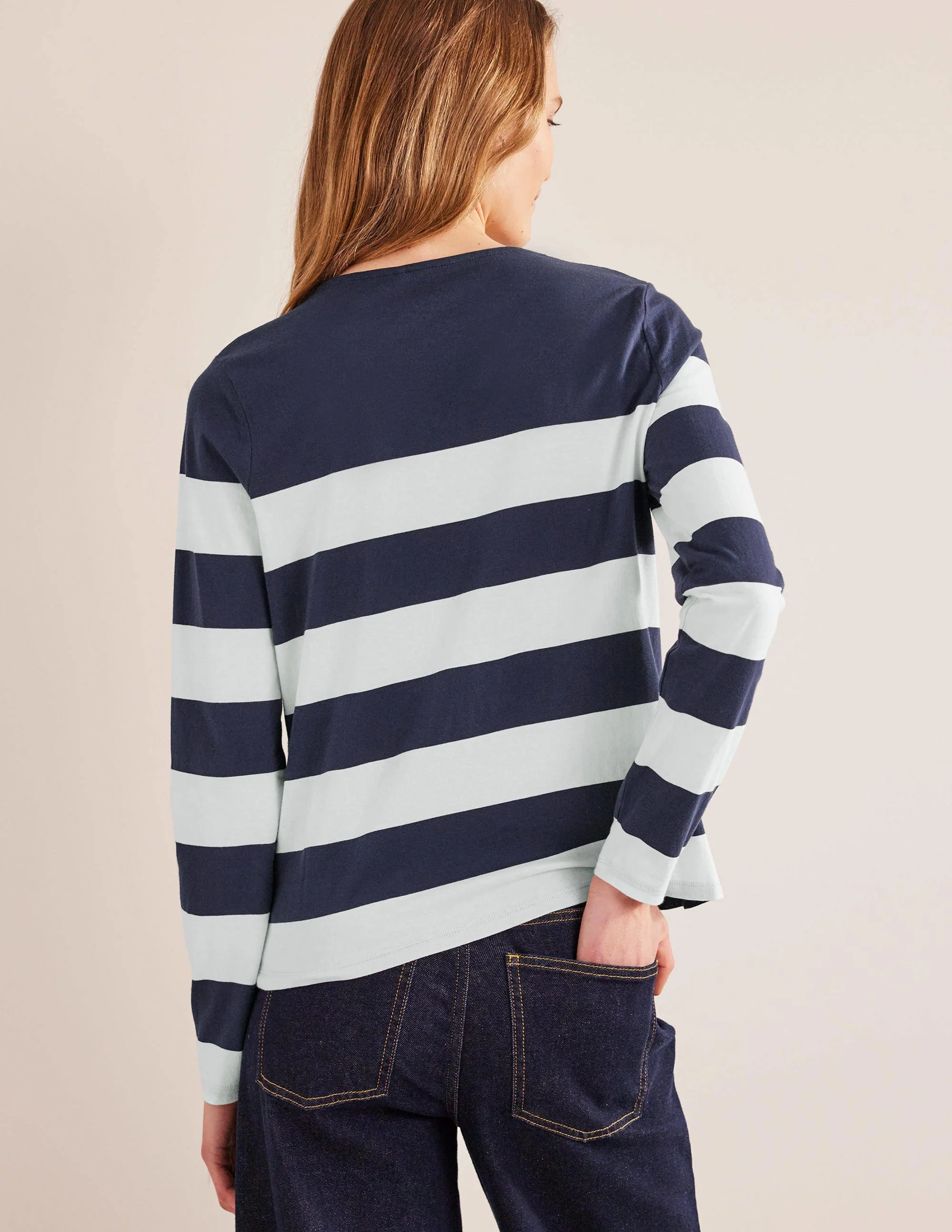 Bea Long Sleeve Breton-Navy/ Ivory Wide Stripe - Image 3