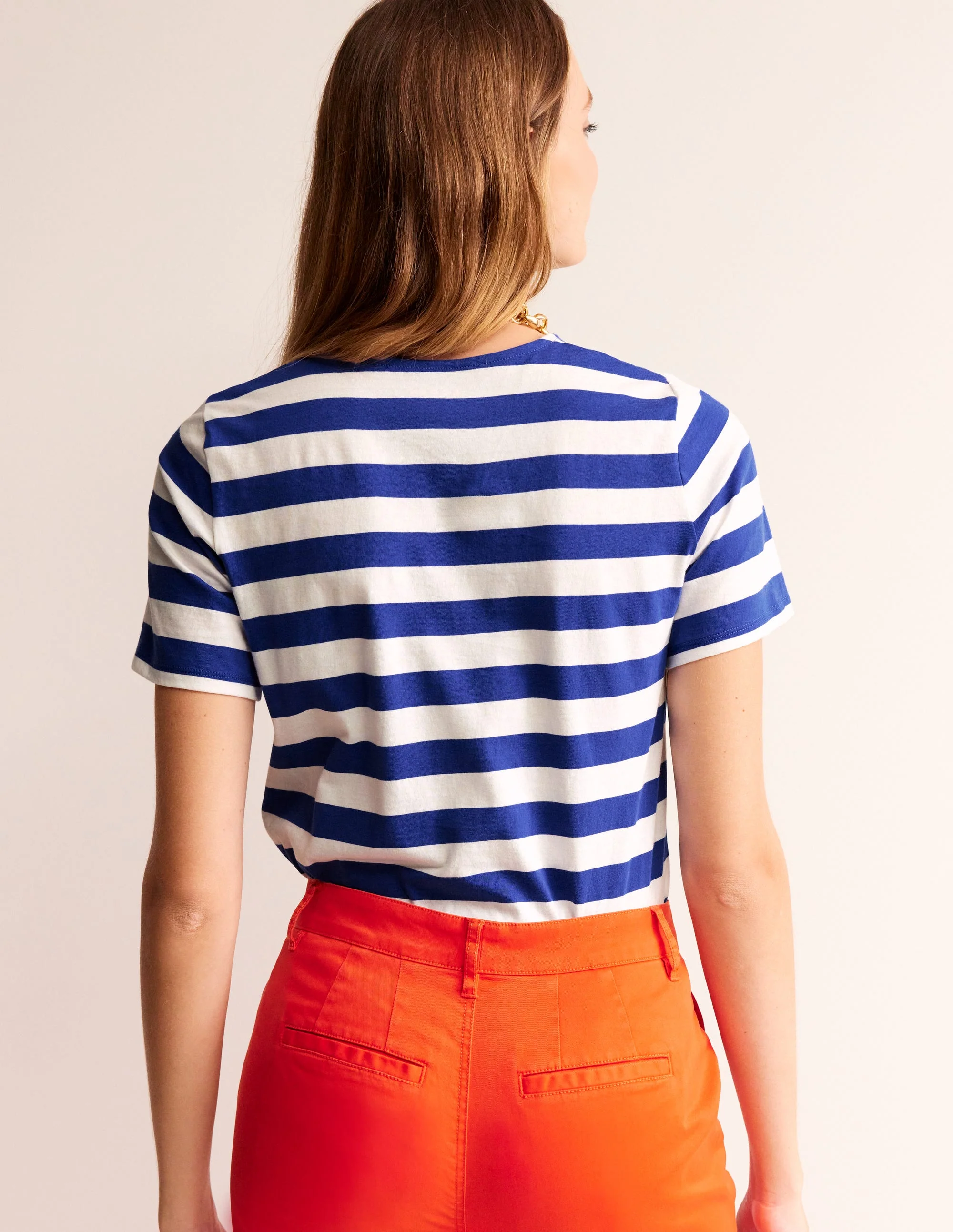 Bea Short Sleeve Breton-Blue, Ivory - Image 3