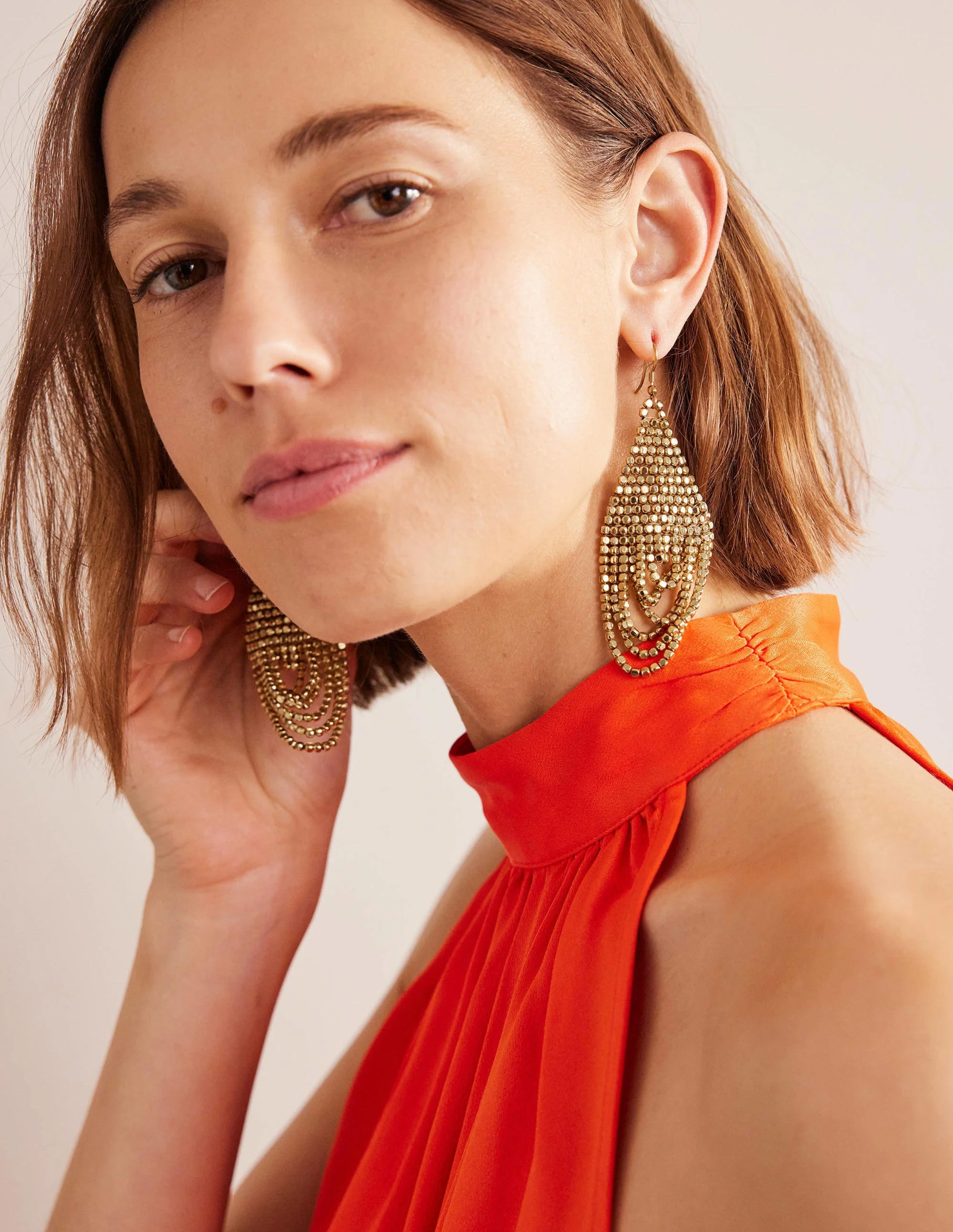 Bead Layer Earrings-Gold - Image 2