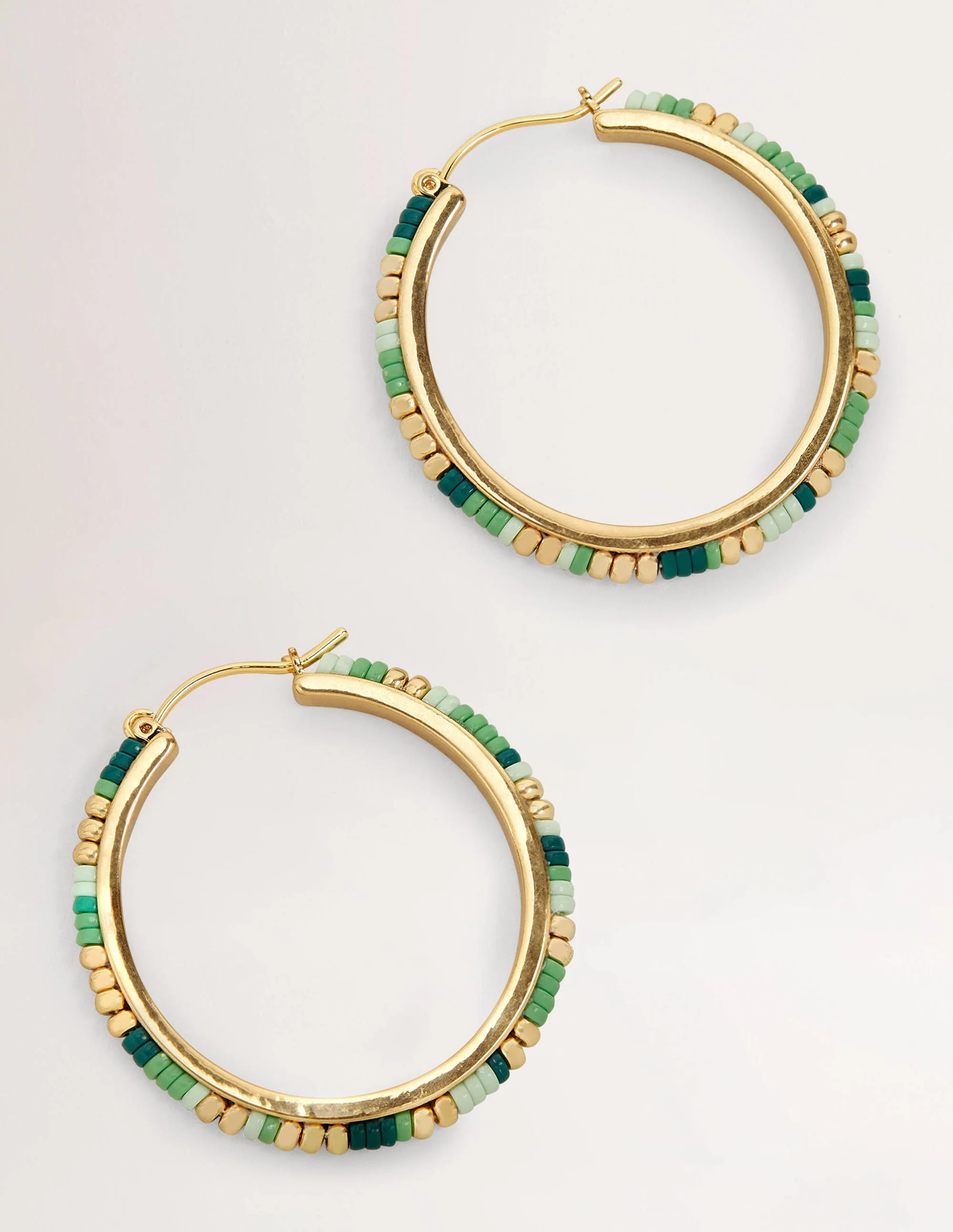 Beaded Hoop Earrings-Green - Image 2