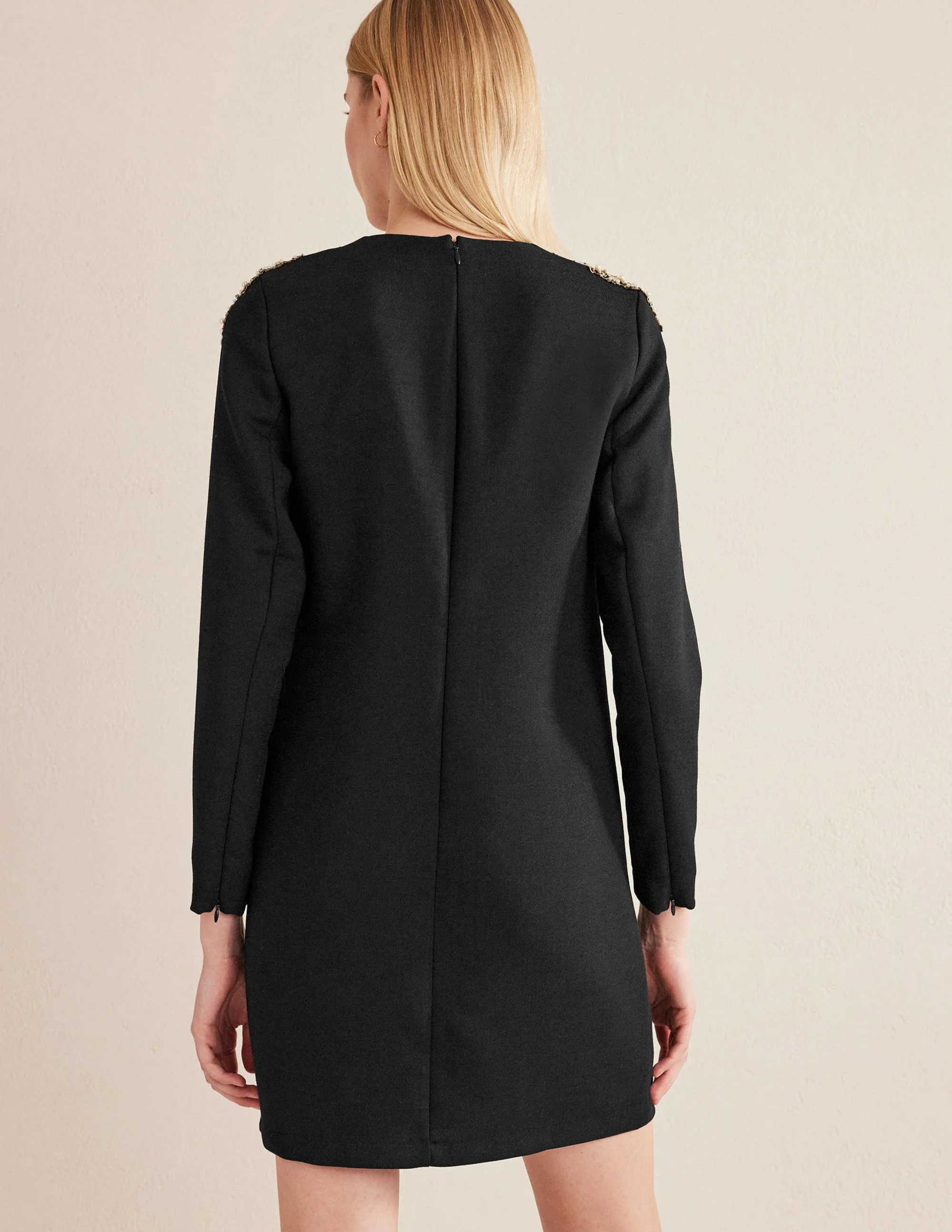 Beaded Mini Shift Dress-Black - Image 3