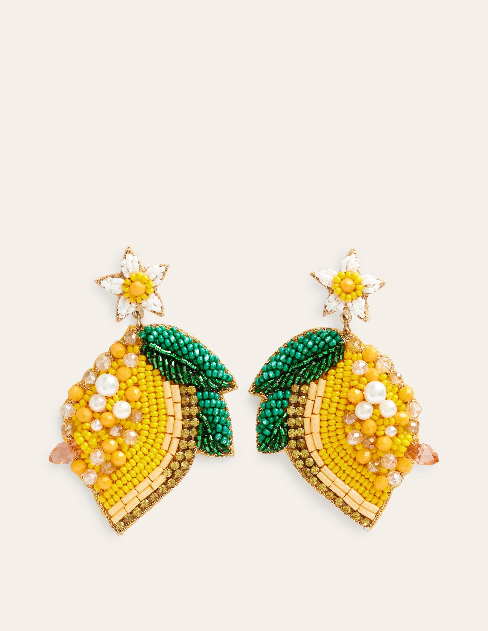 Beady Motif Earrings-Lemons - Image 2
