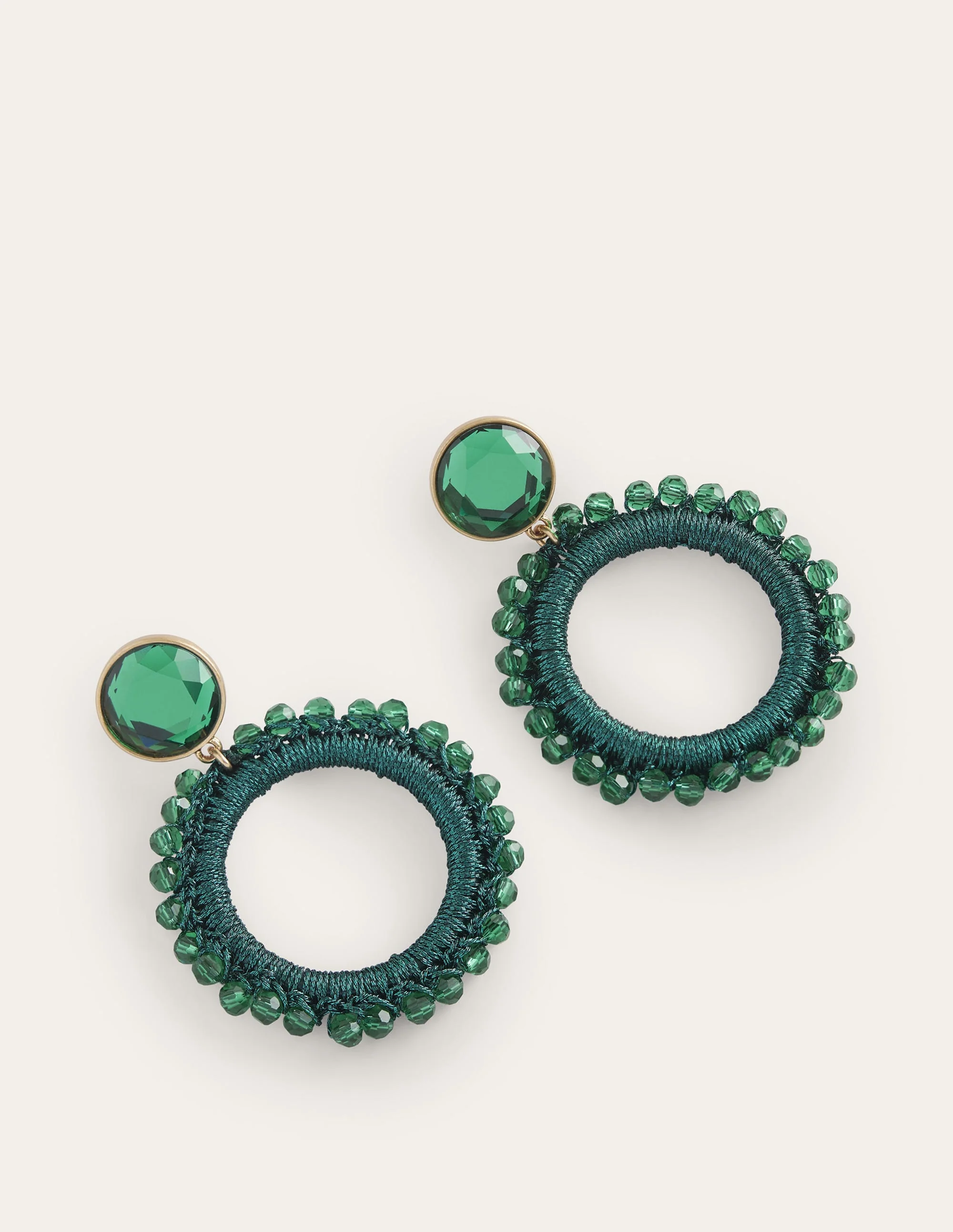 Beady Ring Earrings-Green - Image 2