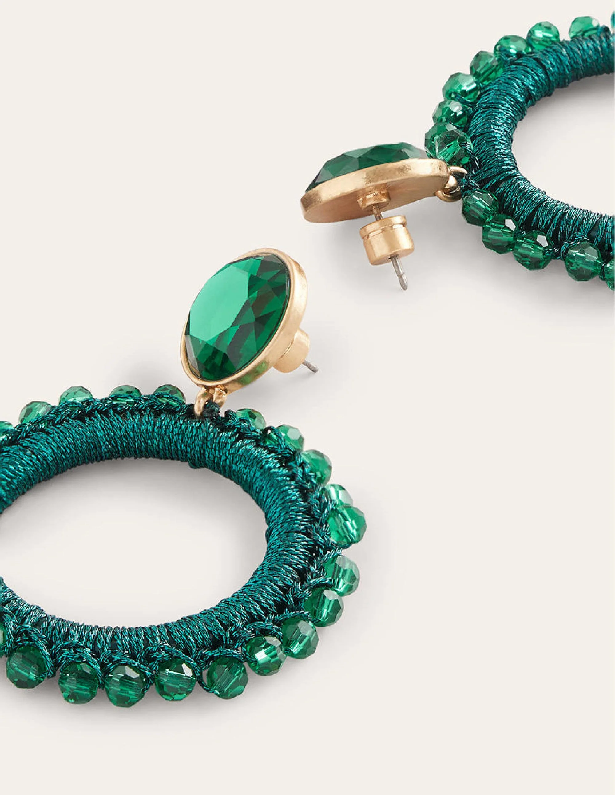 Beady Ring Earrings-Green - Image 3