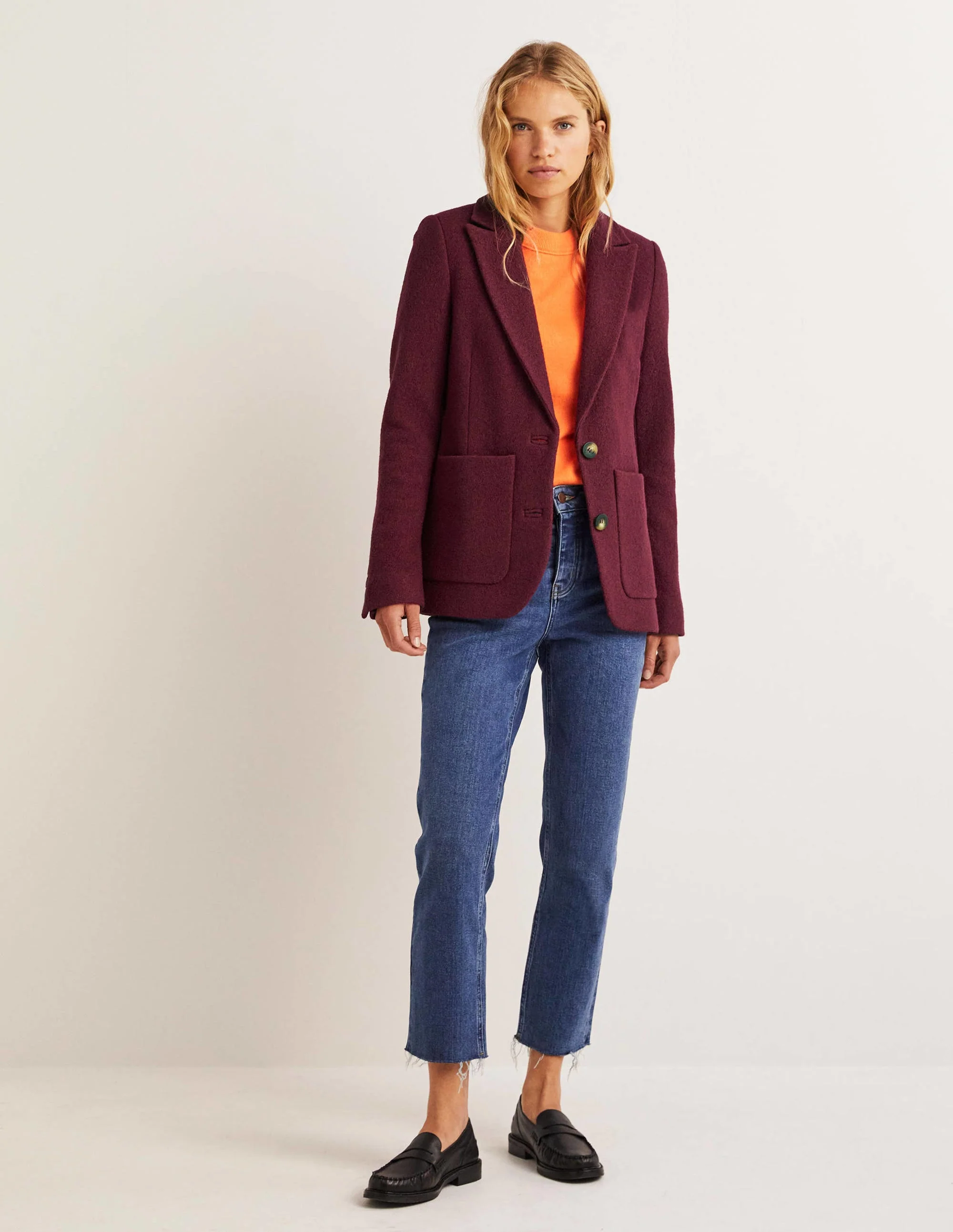 Bella Textured Wool Blazer-Mulled Wine - Image 5