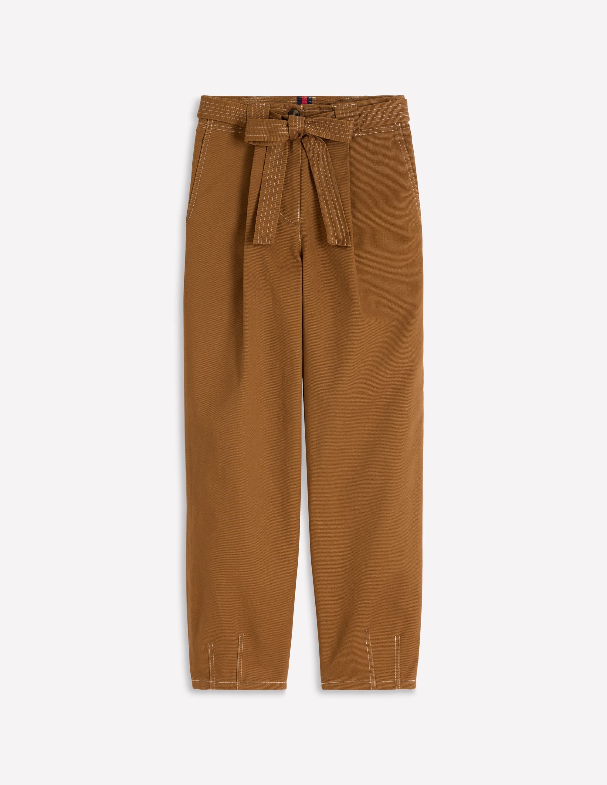 Belted Barrel Leg Pants-GINGERBREAD - Image 6