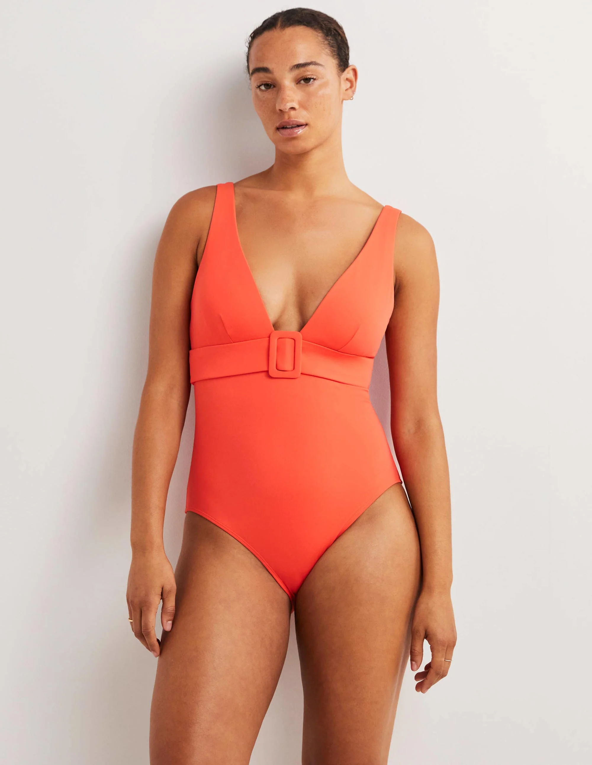 Belted Deep V Swimsuit-Clementina