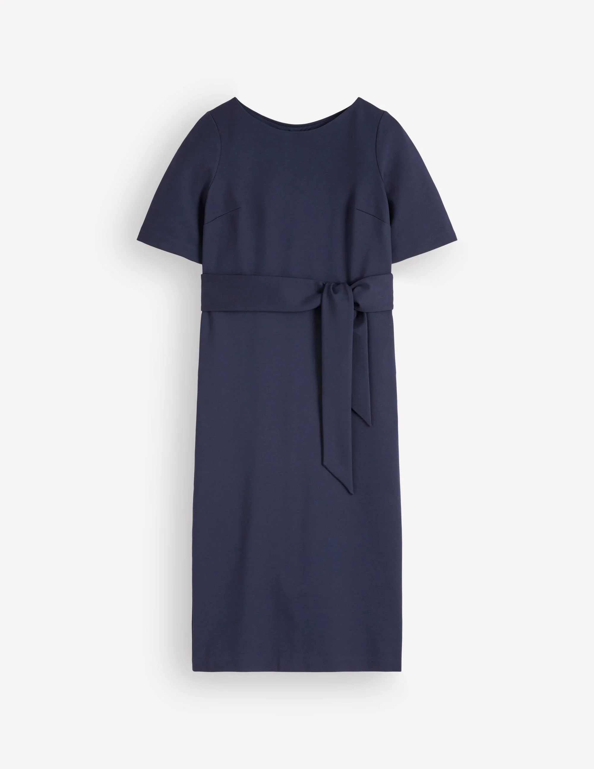 Belted Ponte Midi Dress-Navy - Image 6
