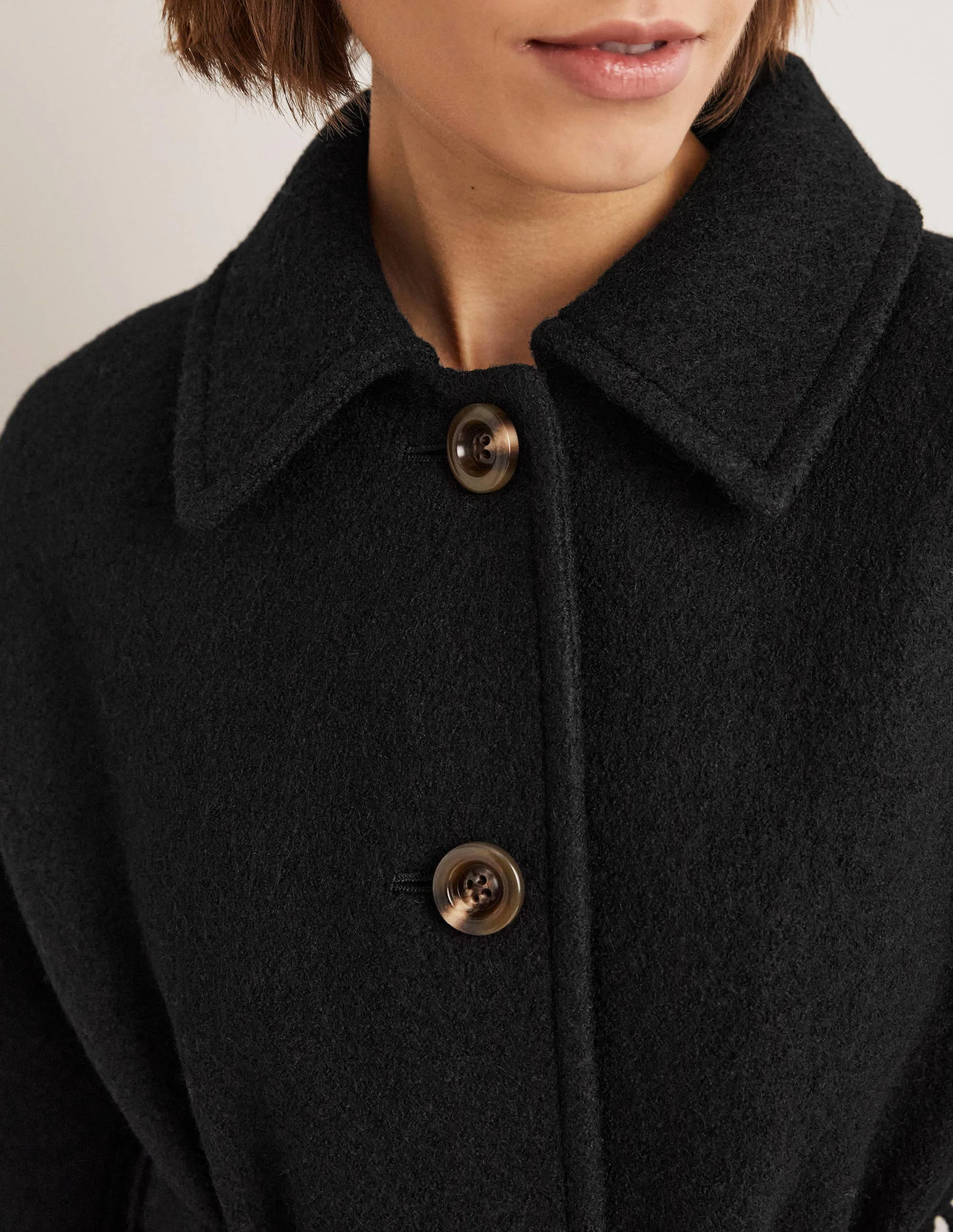 Belted Textured Wool Maxi Coat-Black - Image 2