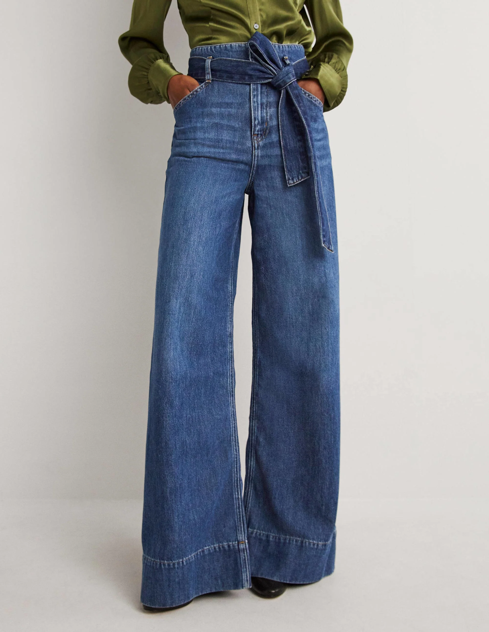 Belted Wide Leg Jeans-Mid Vintage - Image 5