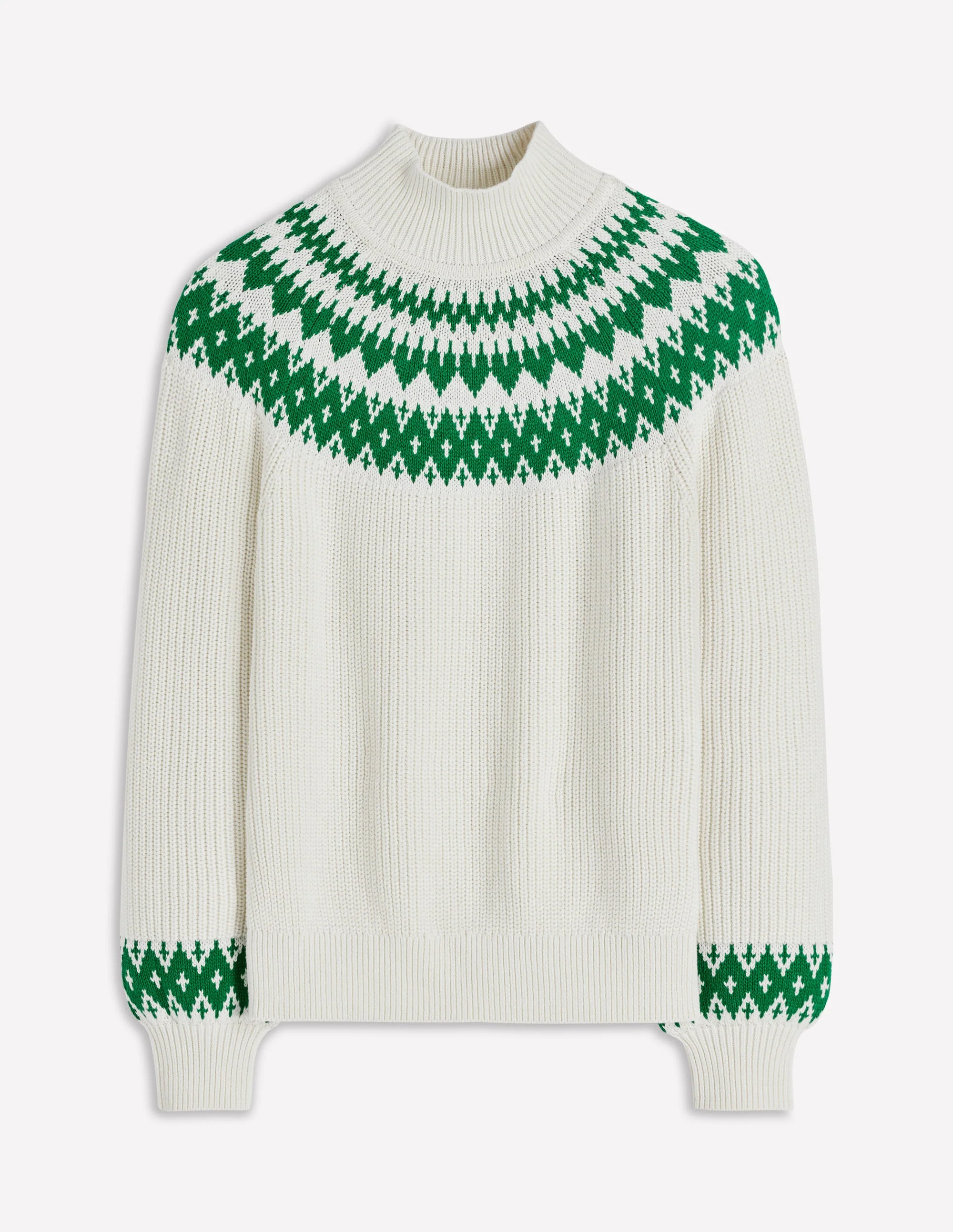 Bianca Cotton Ribbed Sweater-Warm Ivory Fair Isle - Image 6