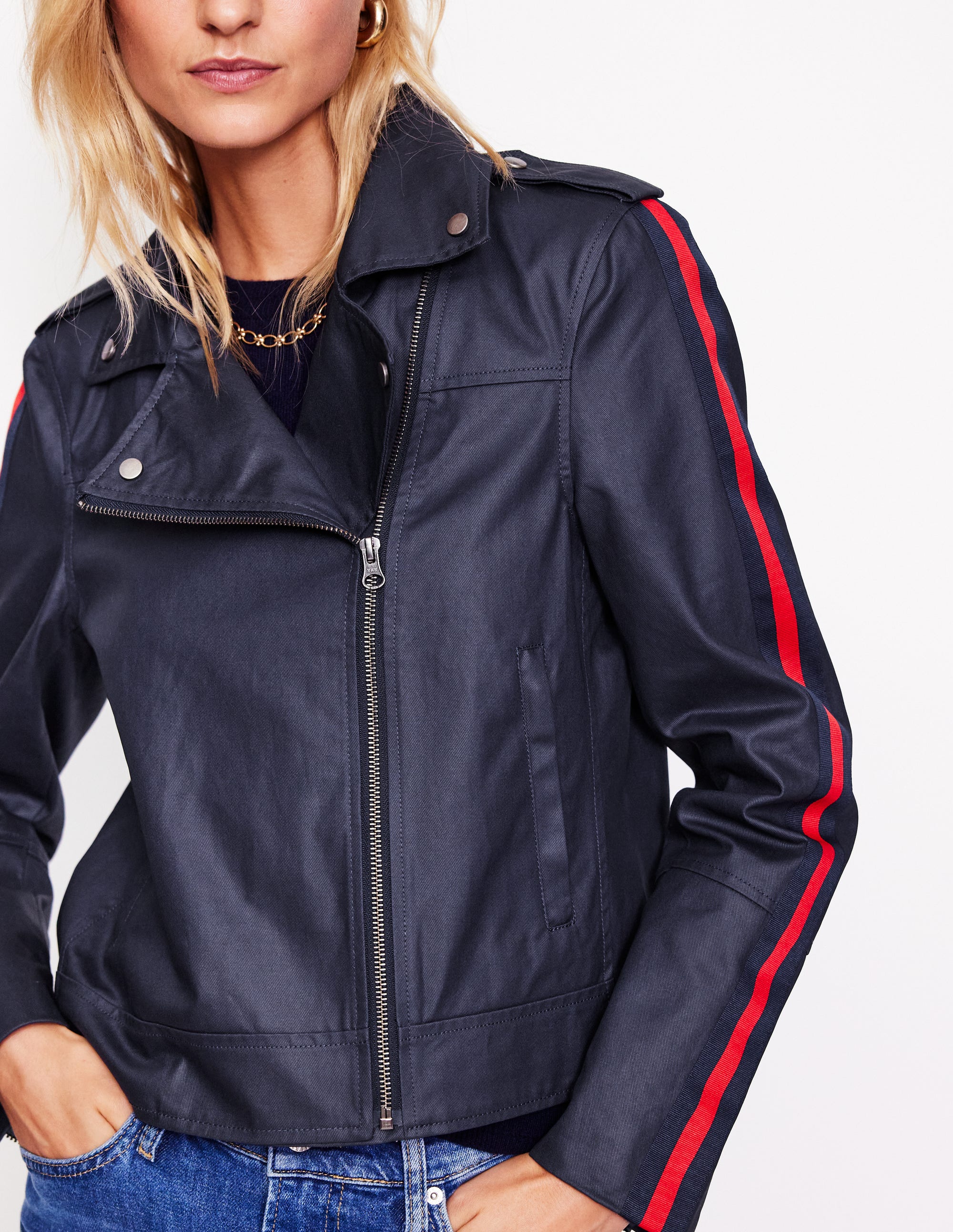 Biker Wax Jacket-Navy - Image 2