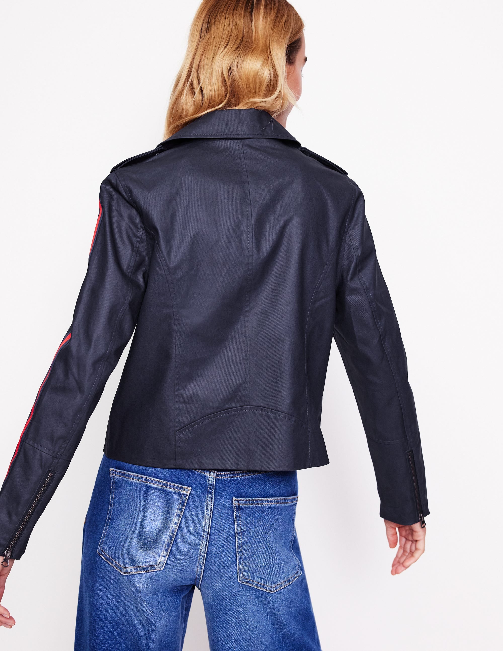 Biker Wax Jacket-Navy - Image 3