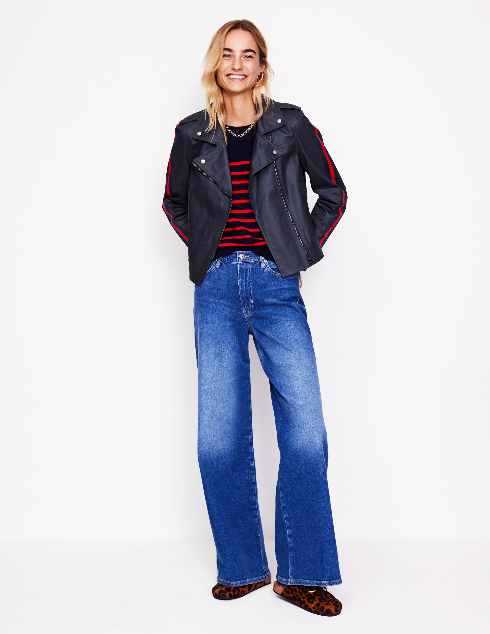 Biker Wax Jacket-Navy - Image 4