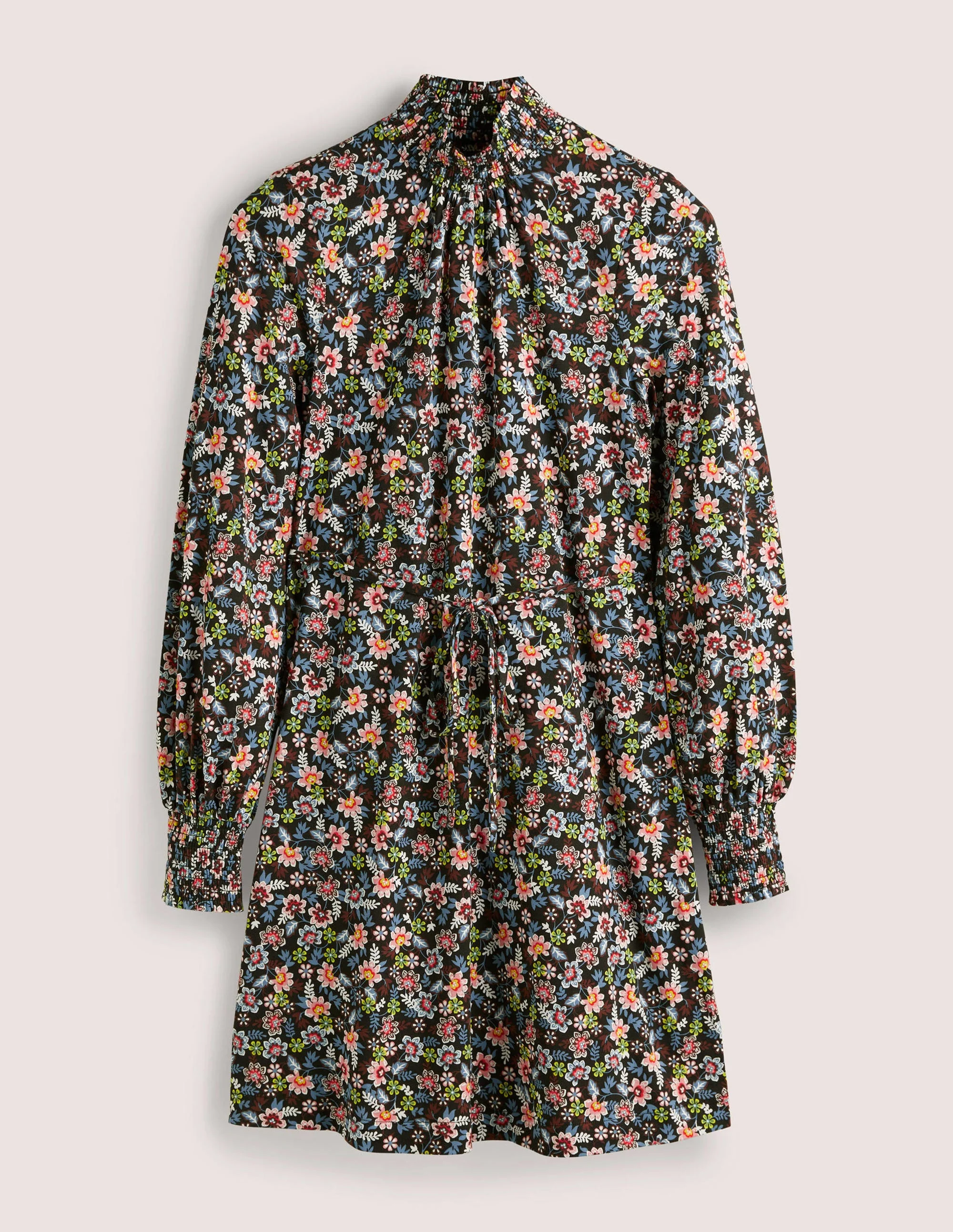 Black Floral High-Neck Shift Dress-Black, Opulent Leaf - Image 6