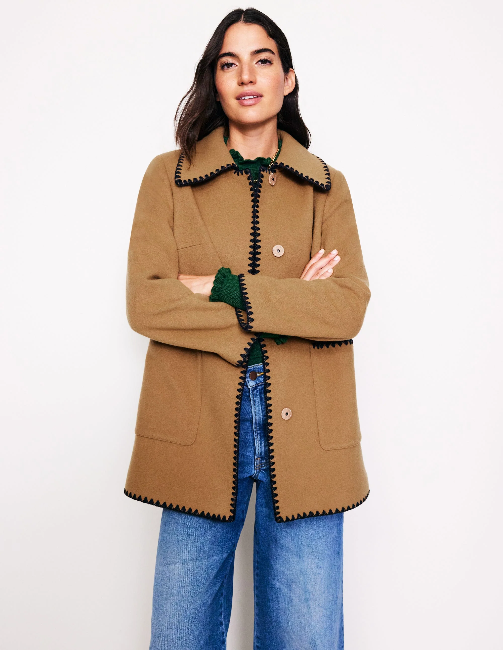 Blanket Stitch Car Coat-Tigers Eye - Image 2