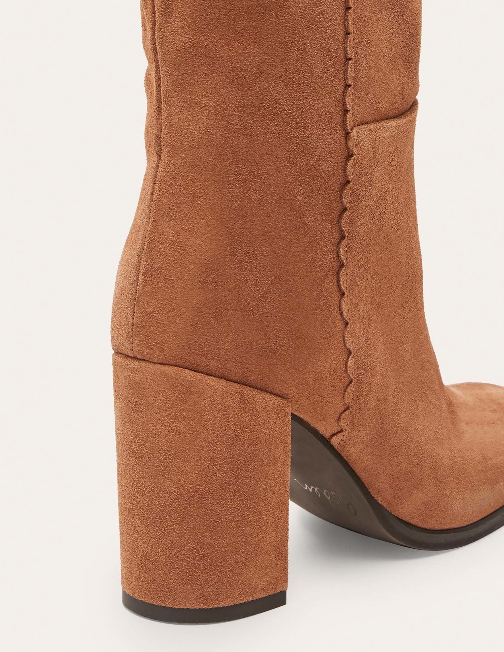Block Heel Knee High Boots-Tan - Image 3