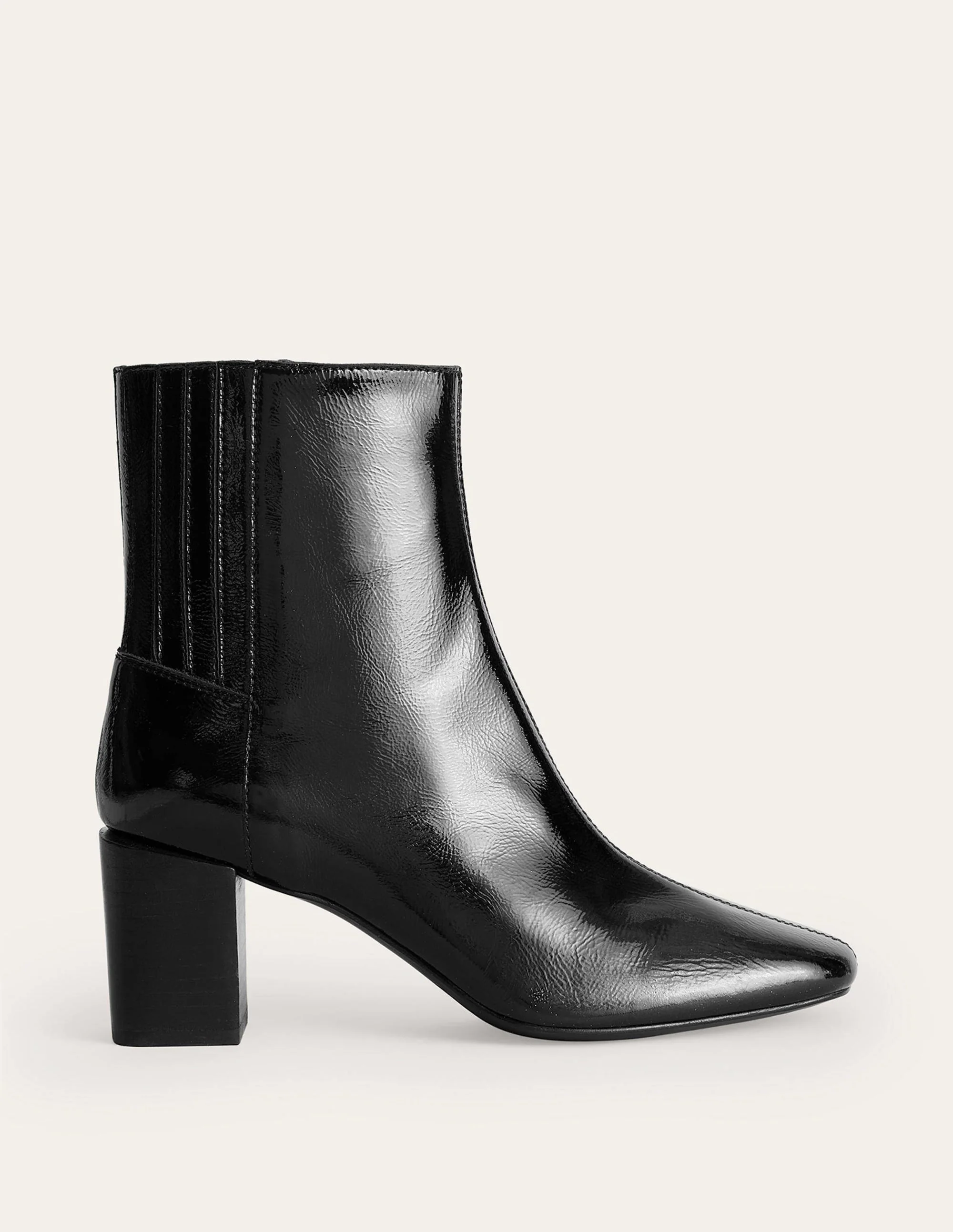 Block-Heel Leather Ankle Boots-Black Patent - Image 3