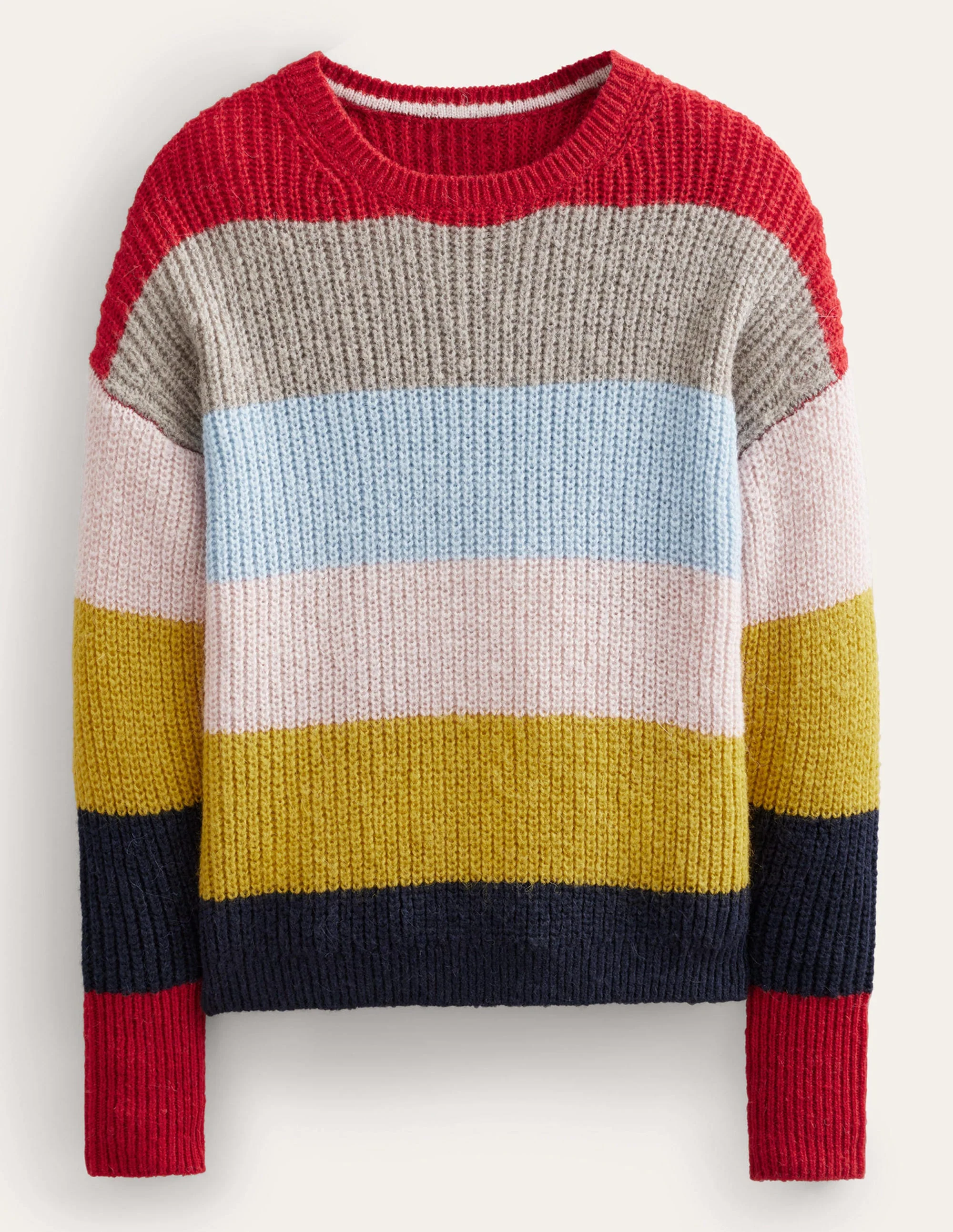 Blouson Cuff Fluffy Sweater-Rainbow Multi Stripe - Image 5