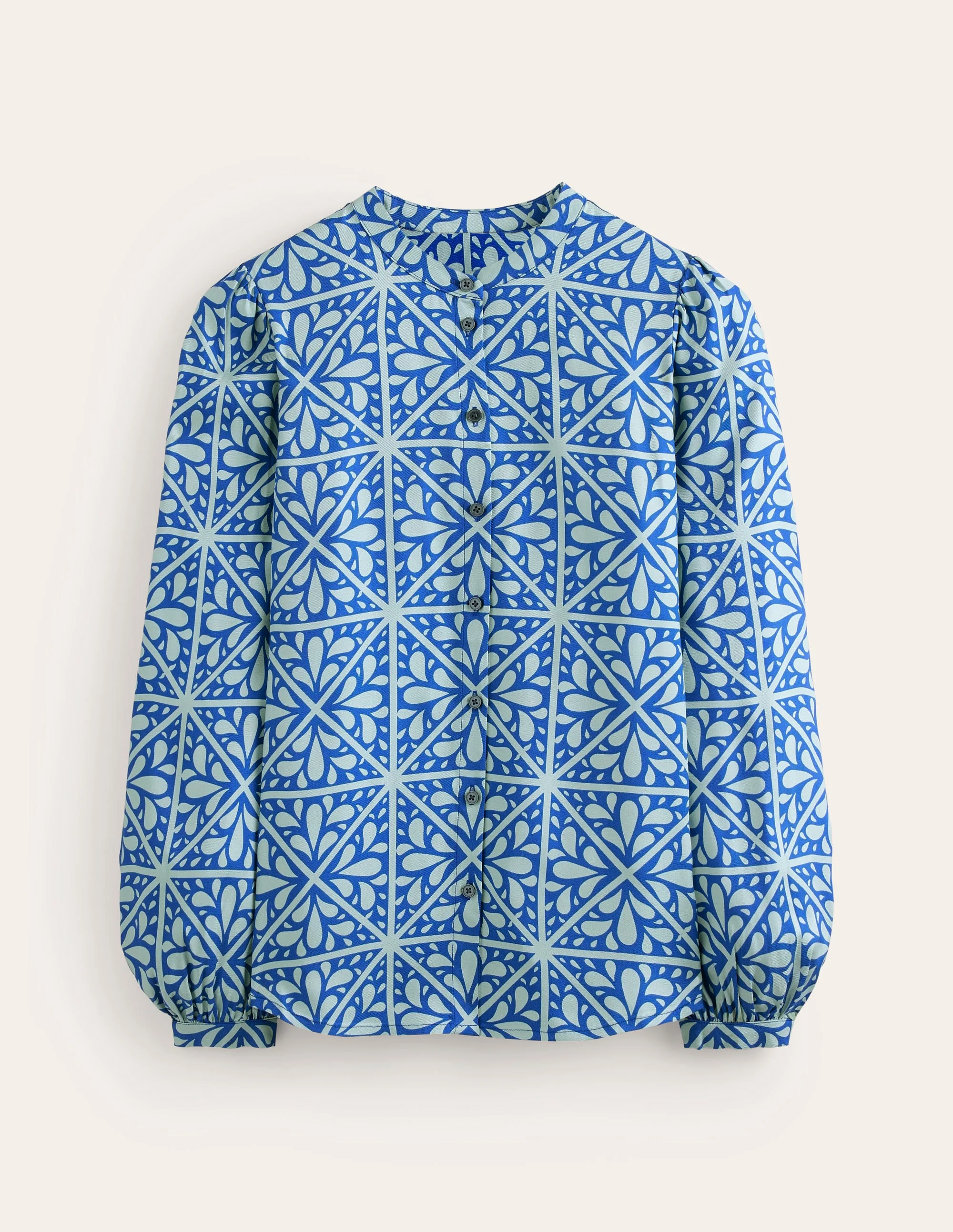 Blouson Sleeve Blouse-Surf The Web, Floral Mosaic - Image 5